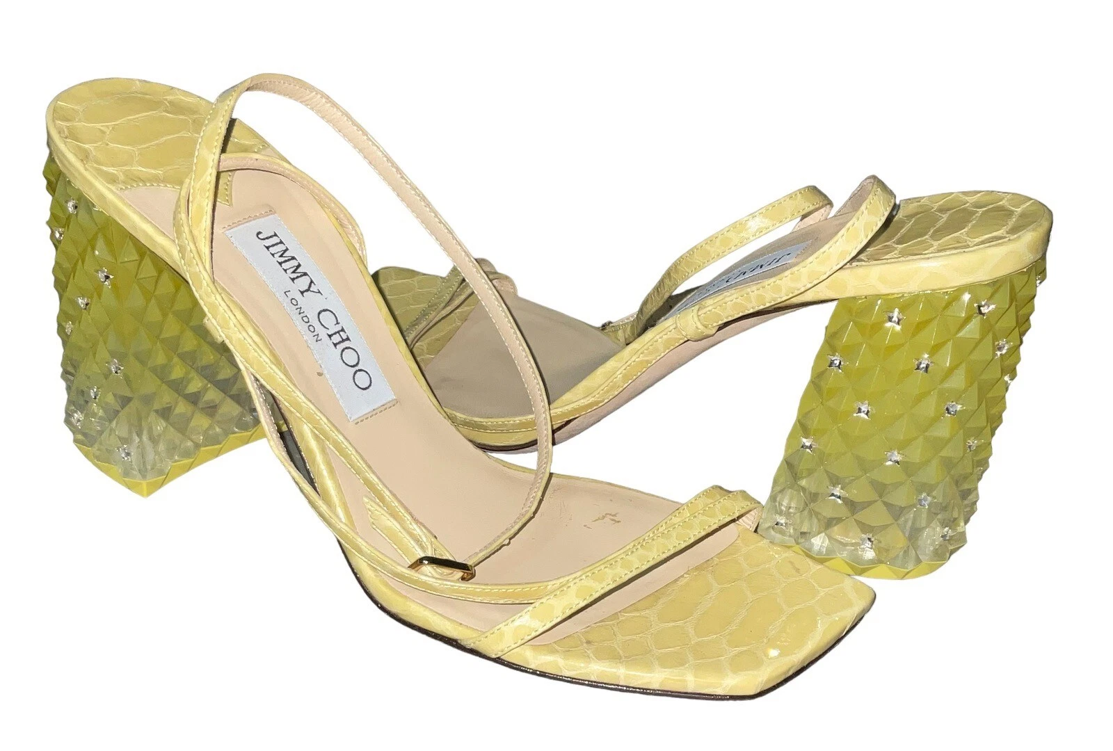 Jimmy Choo Snake-Print Leather Strappy Sandals Size 38 image 3
