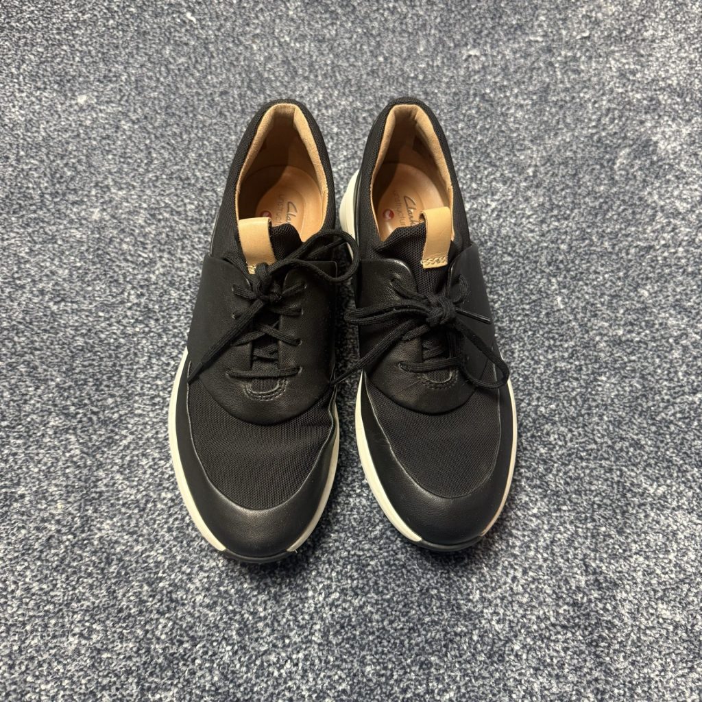 Clarks Womens Un Rio Lace Trainers UK 5 EU 38 Black Leather Unstructured