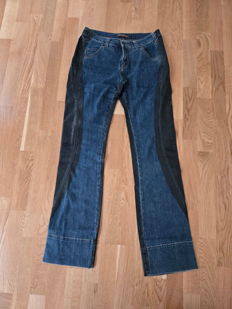 GF FERRE Women's Blue & Black Two-Tone Denim Flare Jeans Size W30 IT 44