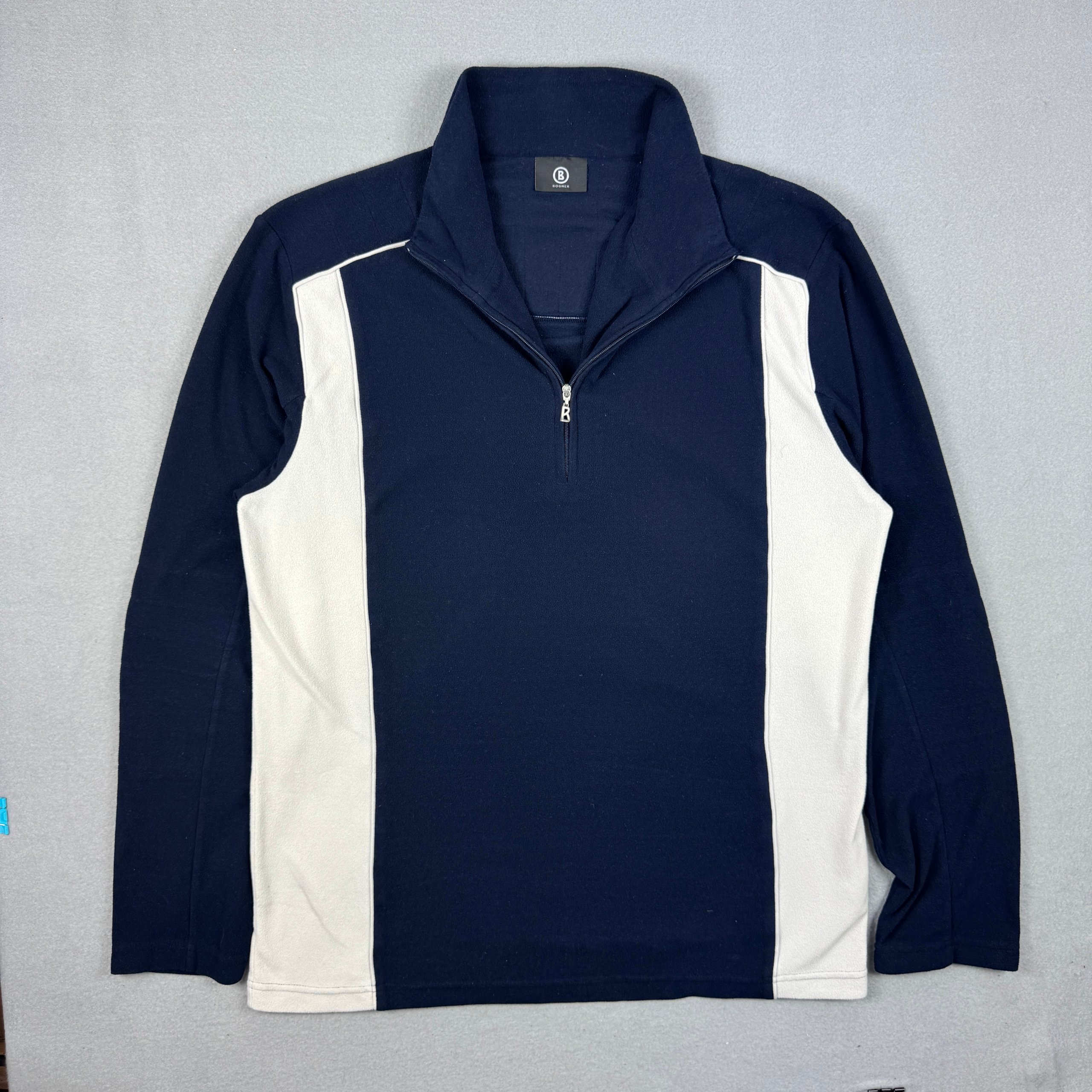 Bogner Sports Blue / White Warm Fleece 1/4 Zip Pullover Size L