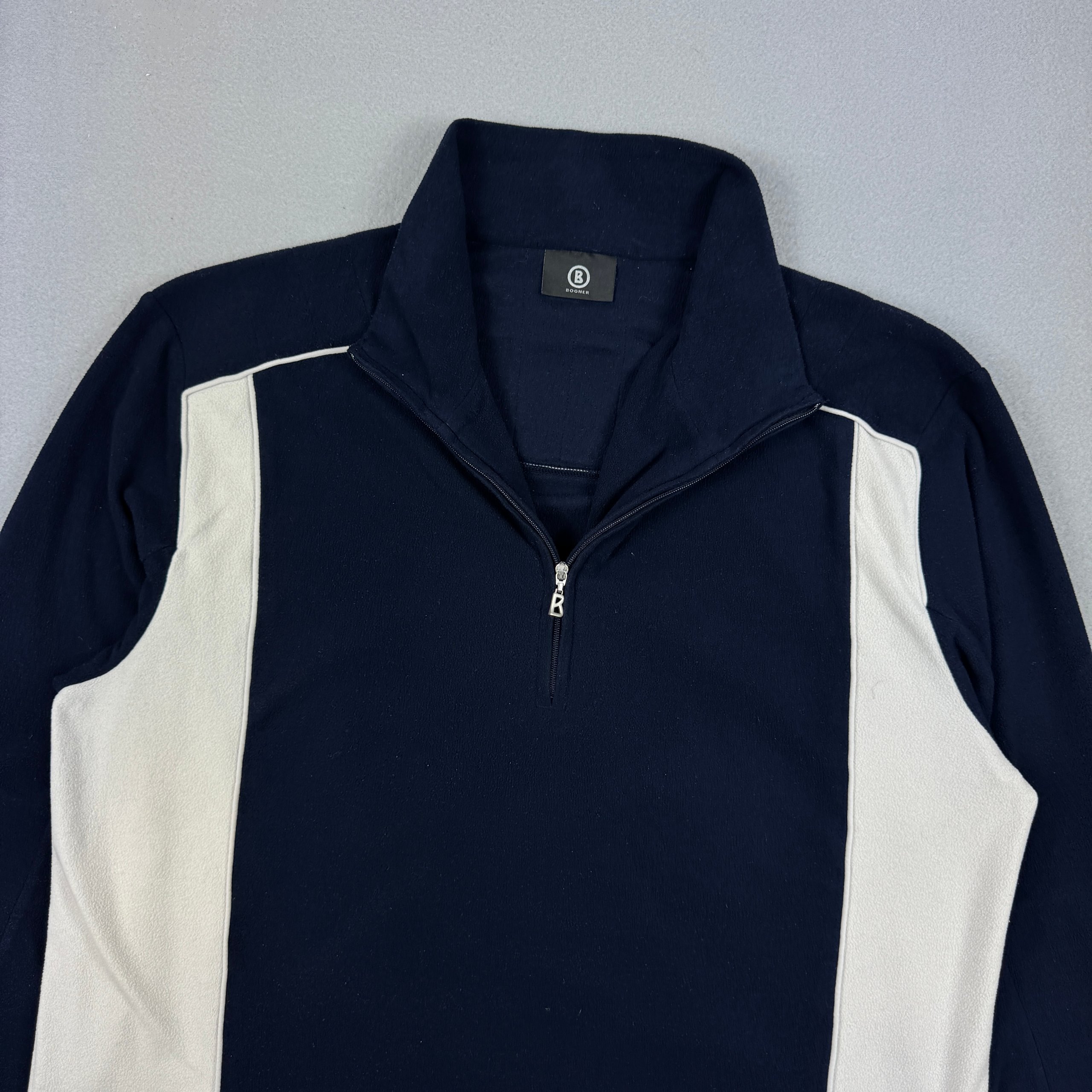 Bogner Sports Blue / White Warm Fleece 1/4 Zip Pullover Size L image 3