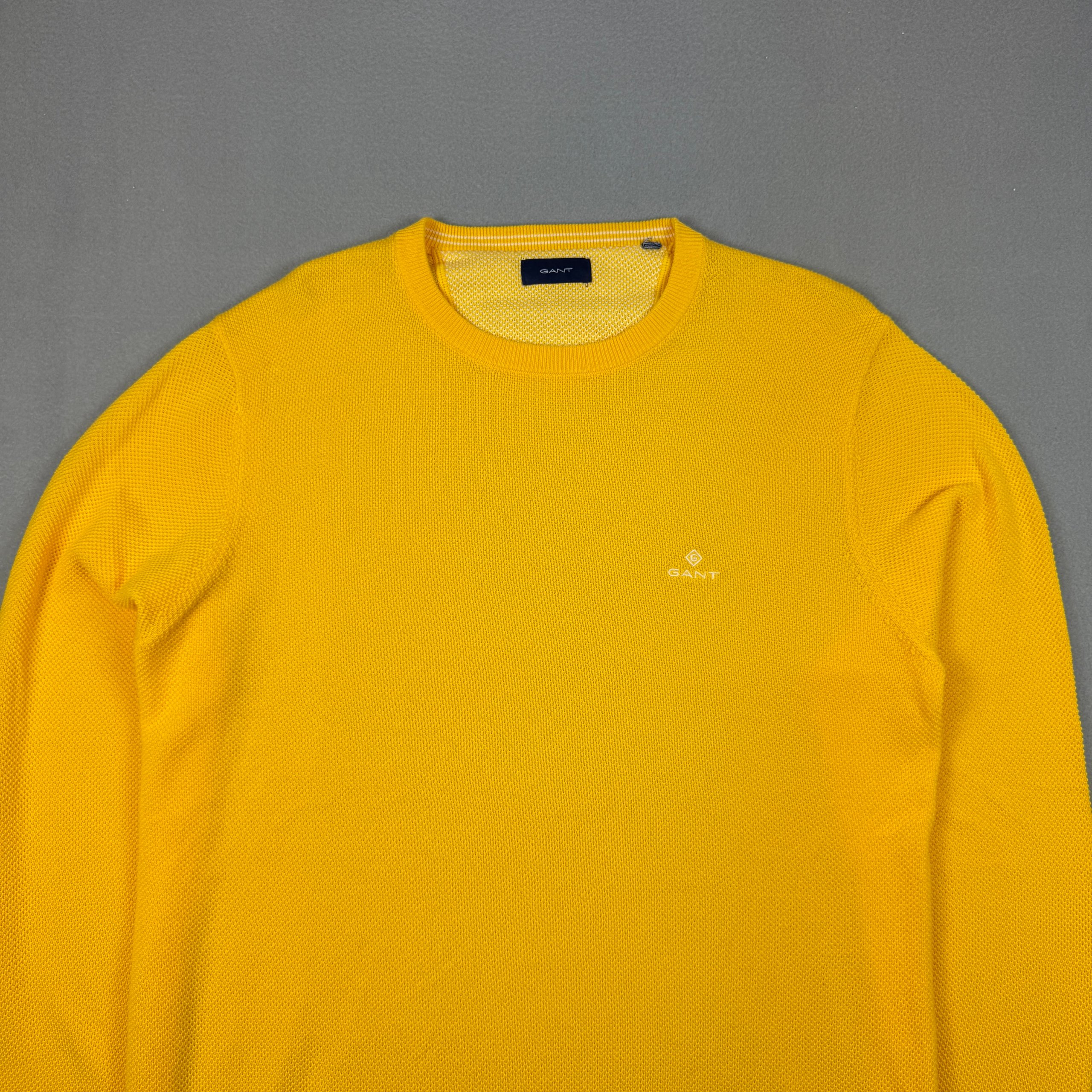 GANT Yellow Crew Neck Sweater Embroidered Logo Size XL image 2