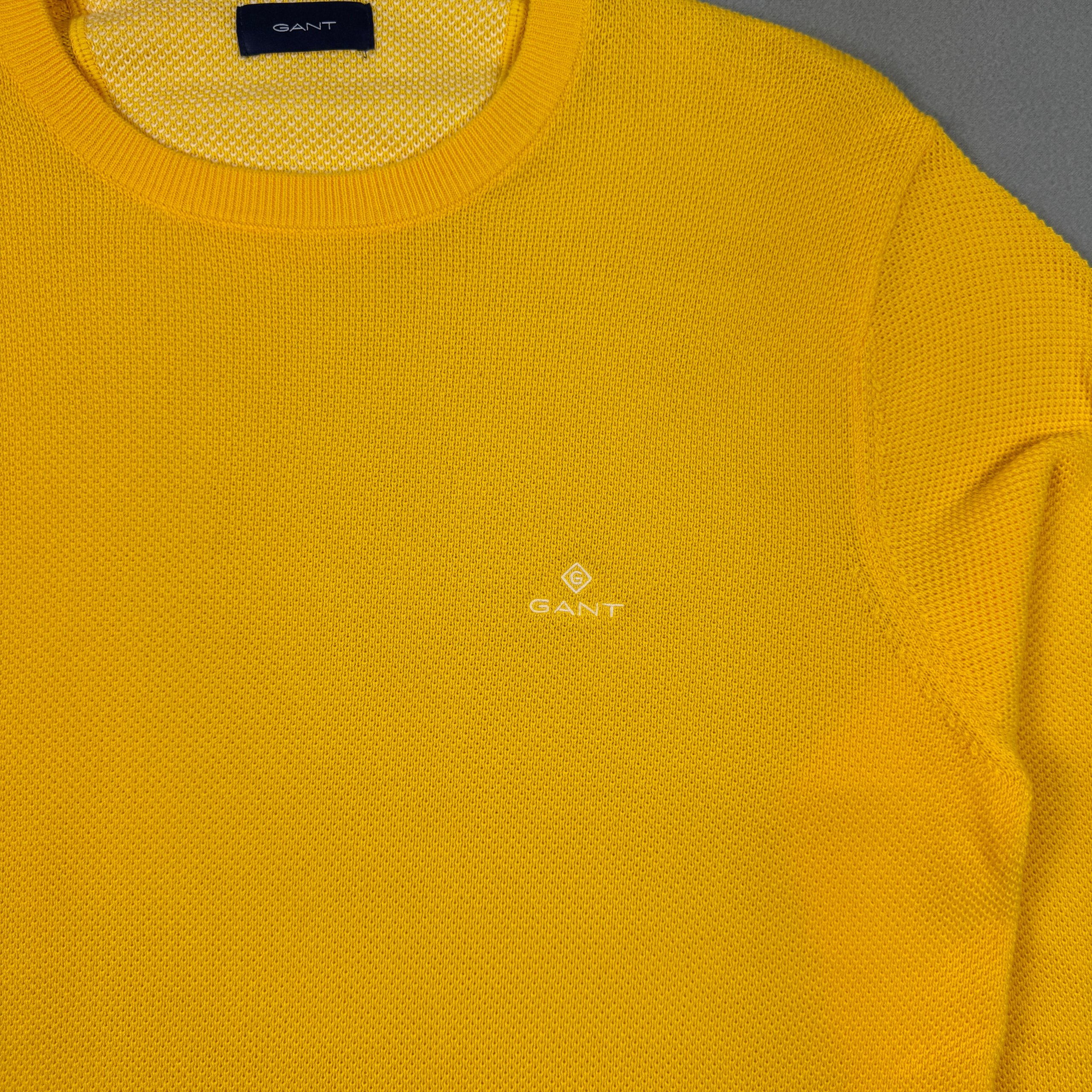 GANT Yellow Crew Neck Sweater Embroidered Logo Size XL image 4