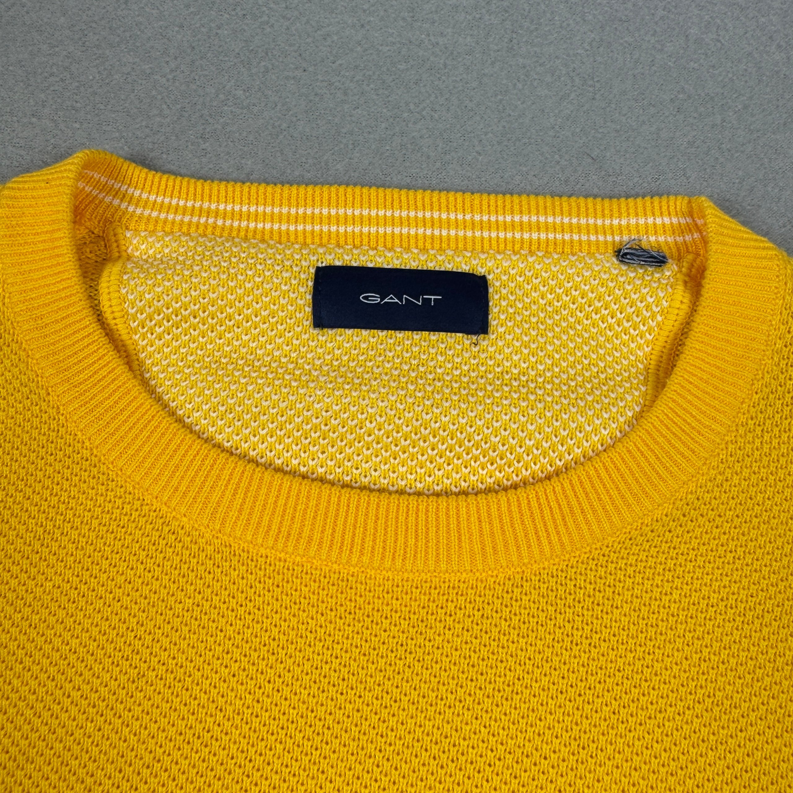 GANT Yellow Crew Neck Sweater Embroidered Logo Size XL image 5
