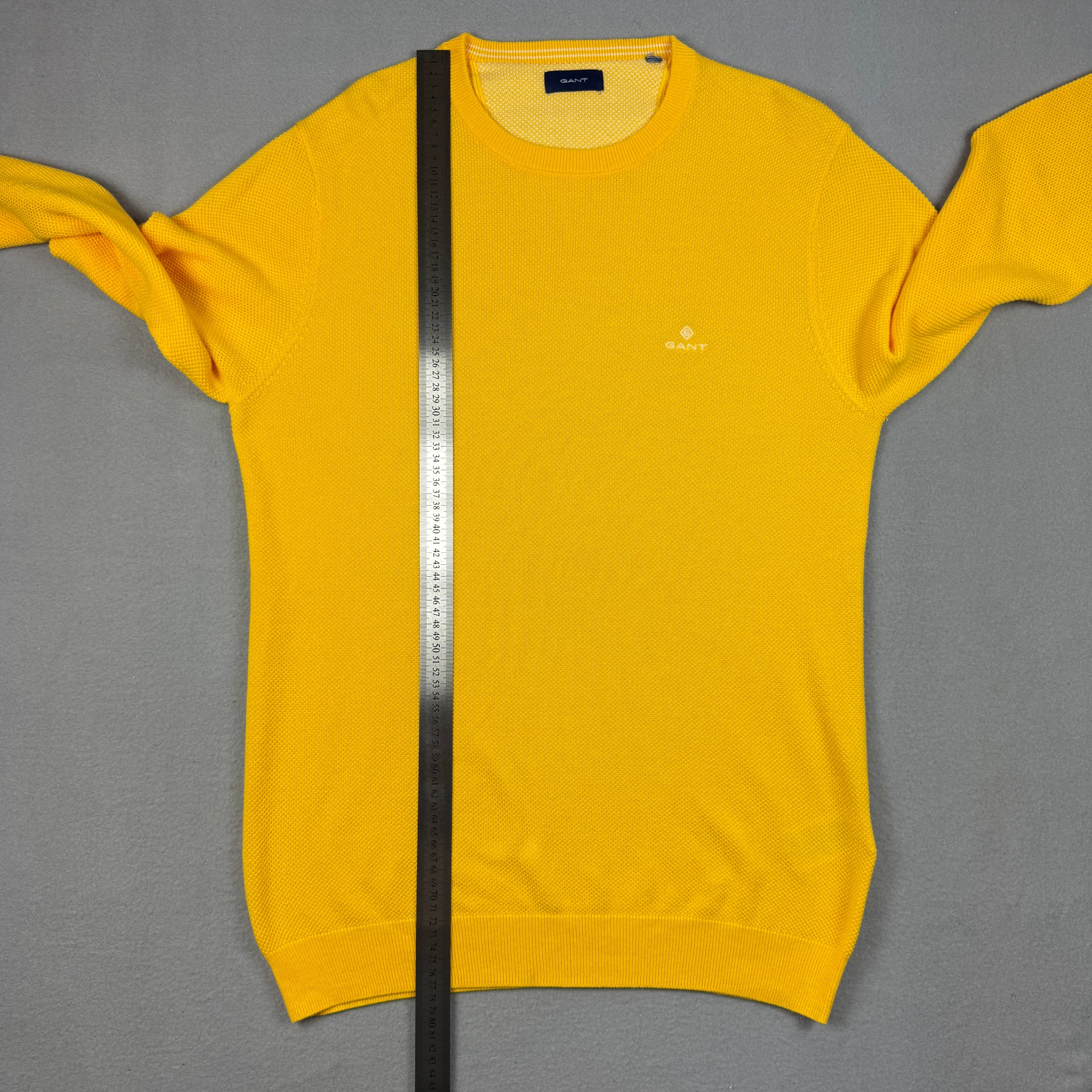 GANT Yellow Crew Neck Sweater Embroidered Logo Size XL image 7