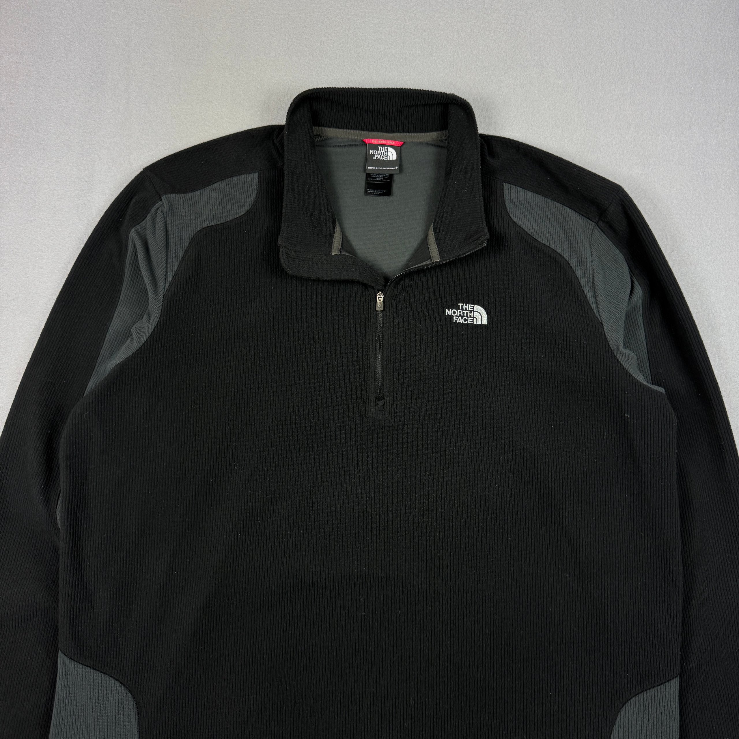 The North Face Black & Grey Half-Zip Waffle Fleece Sweatshirt Size XXL image 2