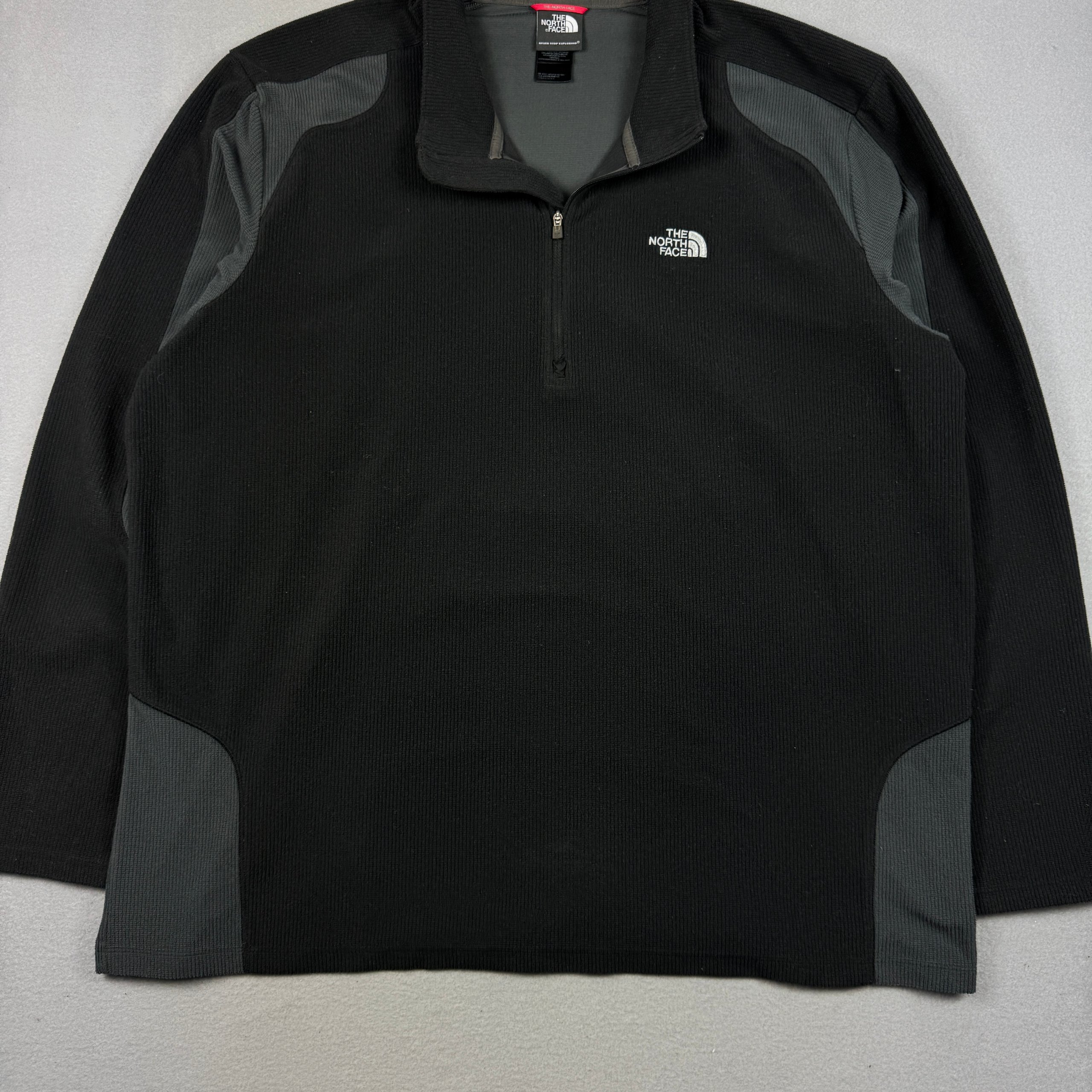 The North Face Black & Grey Half-Zip Waffle Fleece Sweatshirt Size XXL image 3