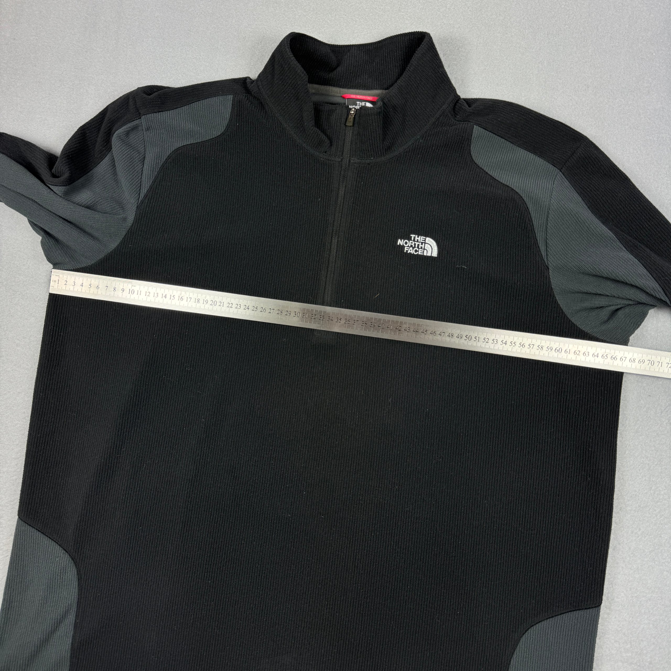 The North Face Black & Grey Half-Zip Waffle Fleece Sweatshirt Size XXL image 4