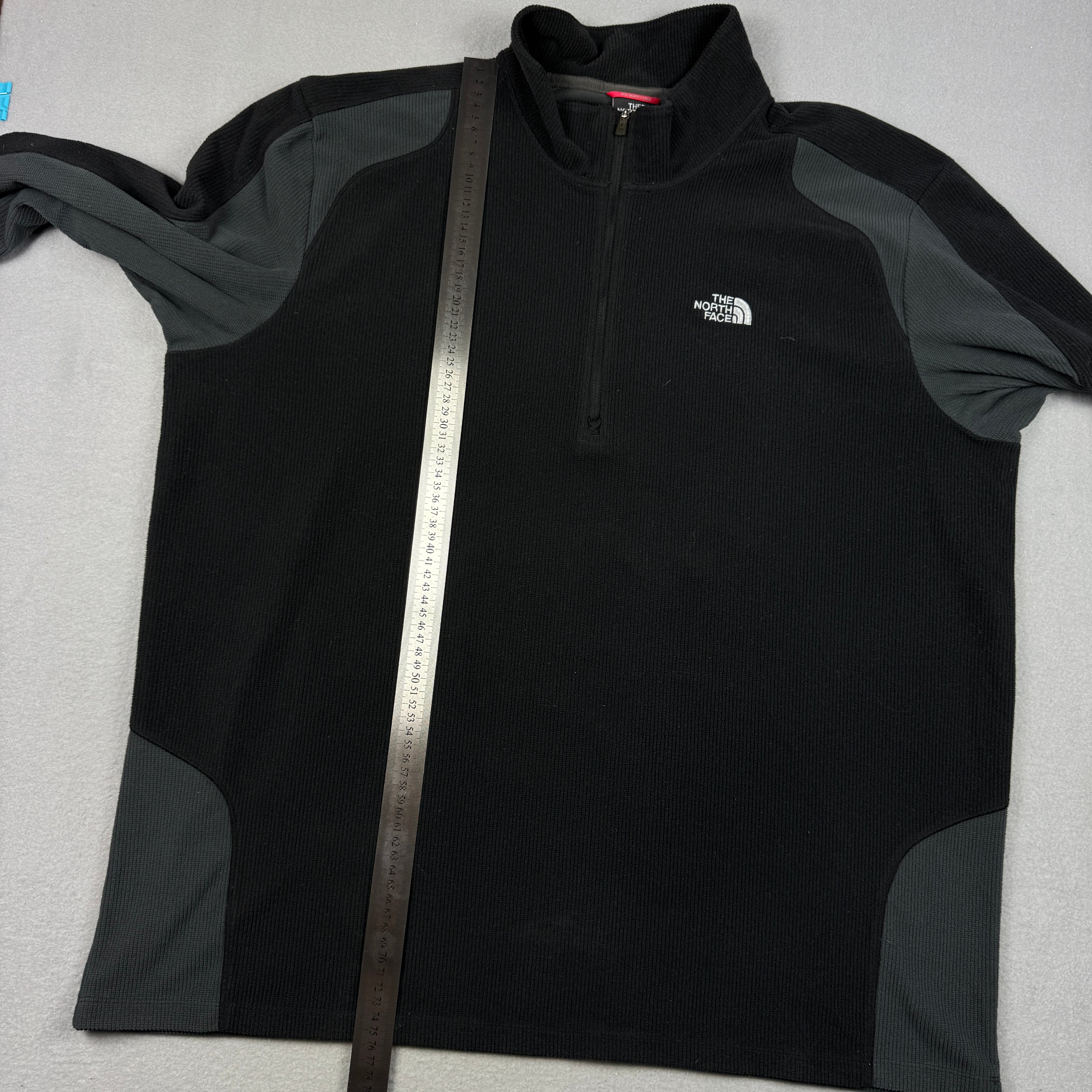 The North Face Black & Grey Half-Zip Waffle Fleece Sweatshirt Size XXL image 5