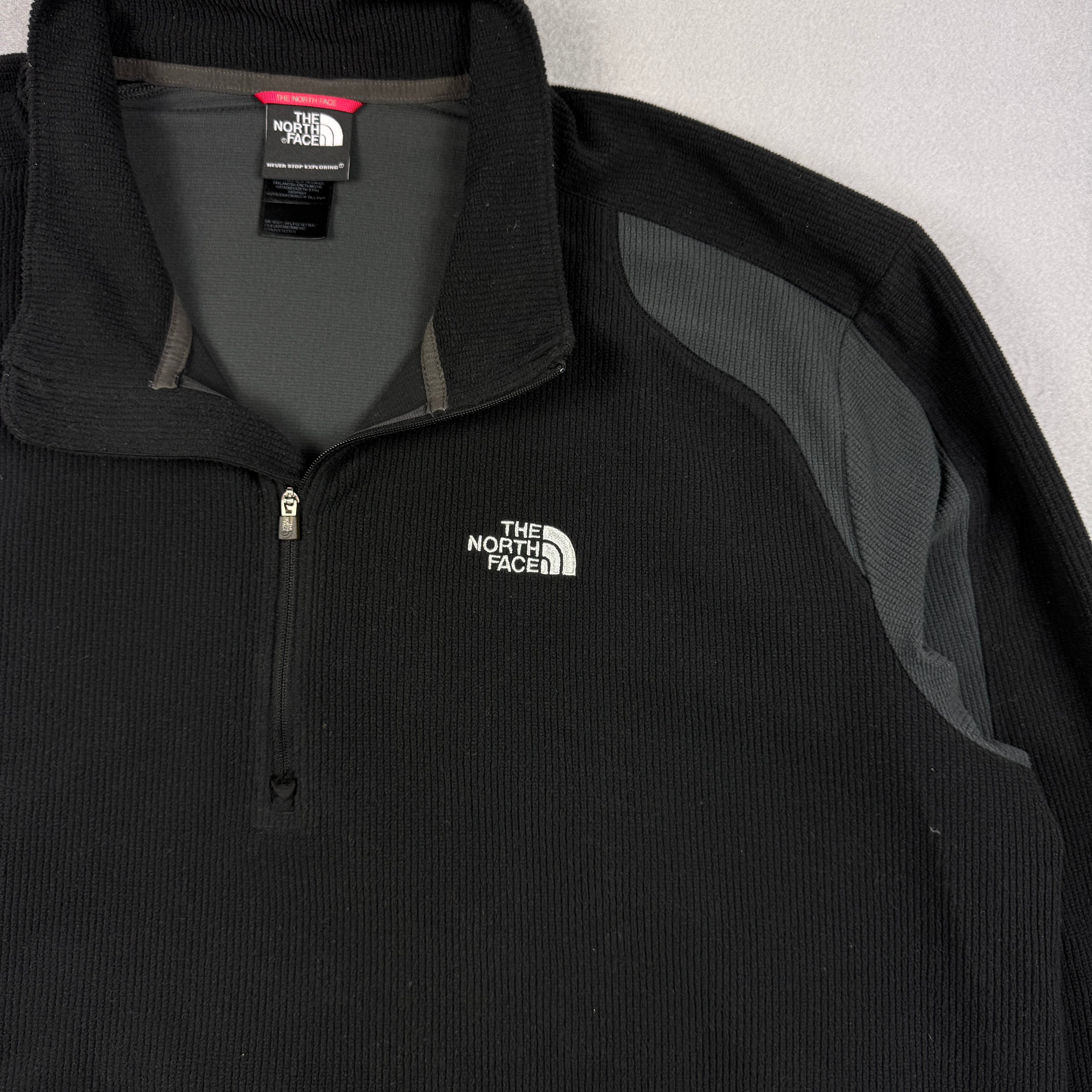 The North Face Black & Grey Half-Zip Waffle Fleece Sweatshirt Size XXL image 6