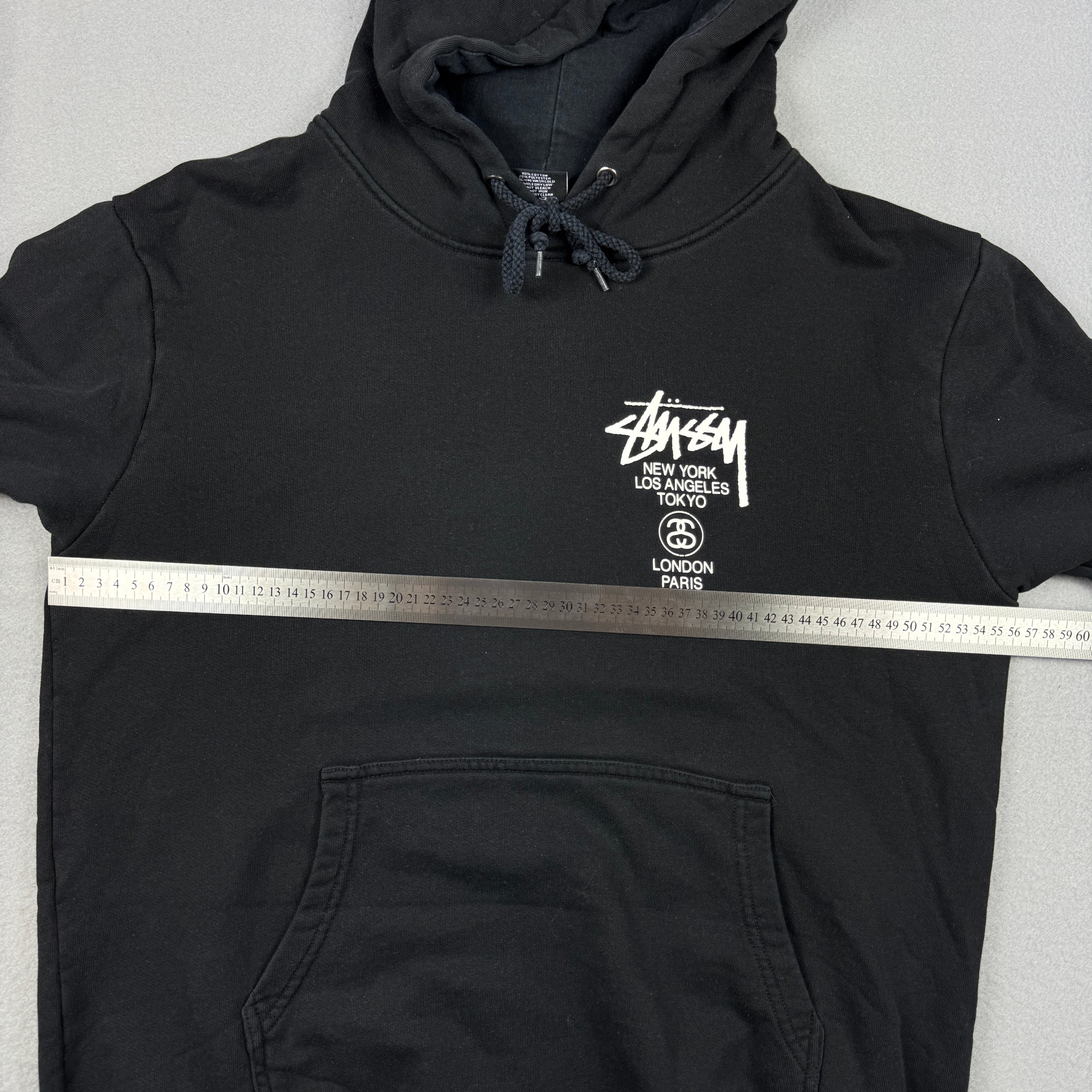Stussy Black Hoodie Large Backside Logo Print Size M image 4
