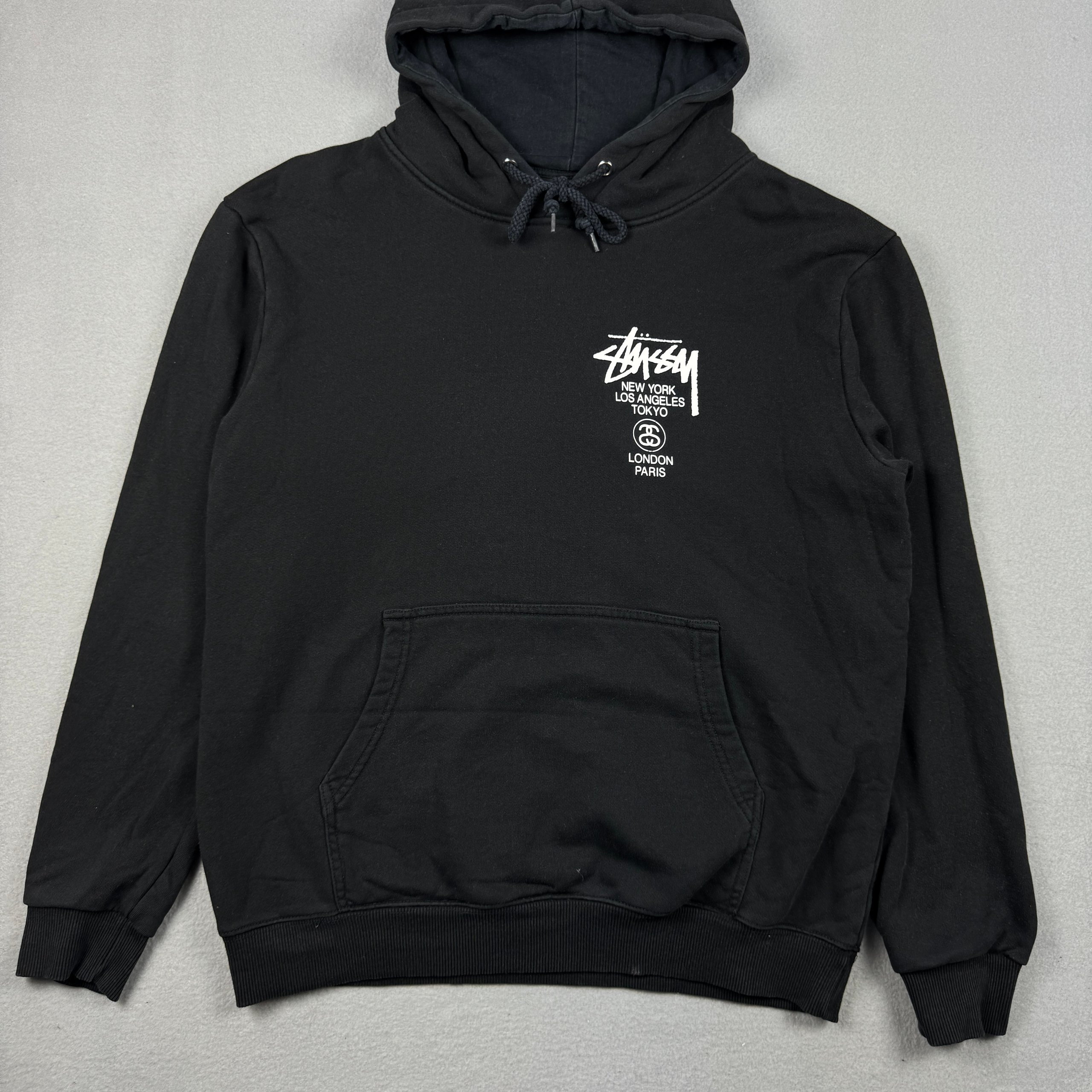 Stussy Black Hoodie Large Backside Logo Print Size M image 6