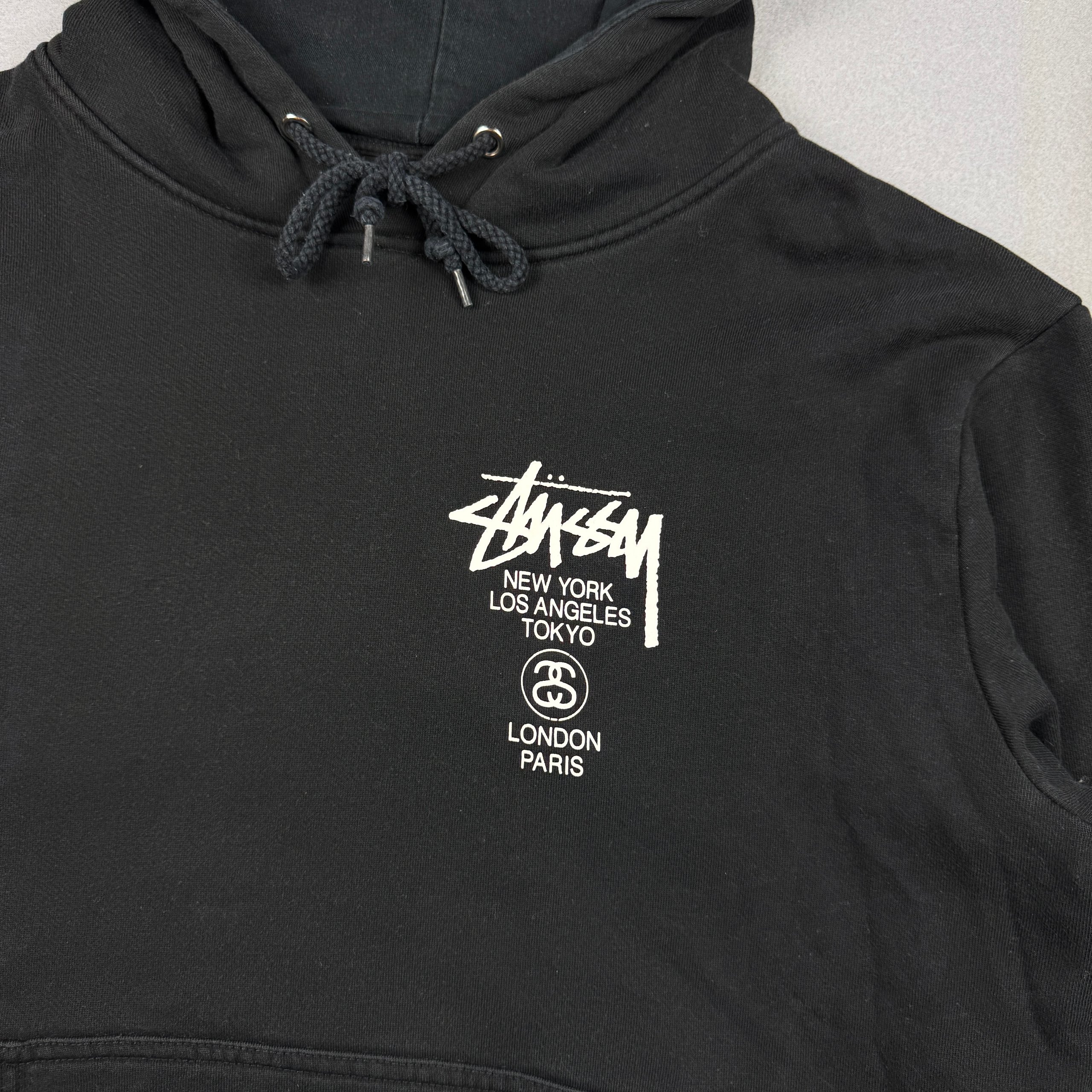 Stussy Black Hoodie Large Backside Logo Print Size M image 7