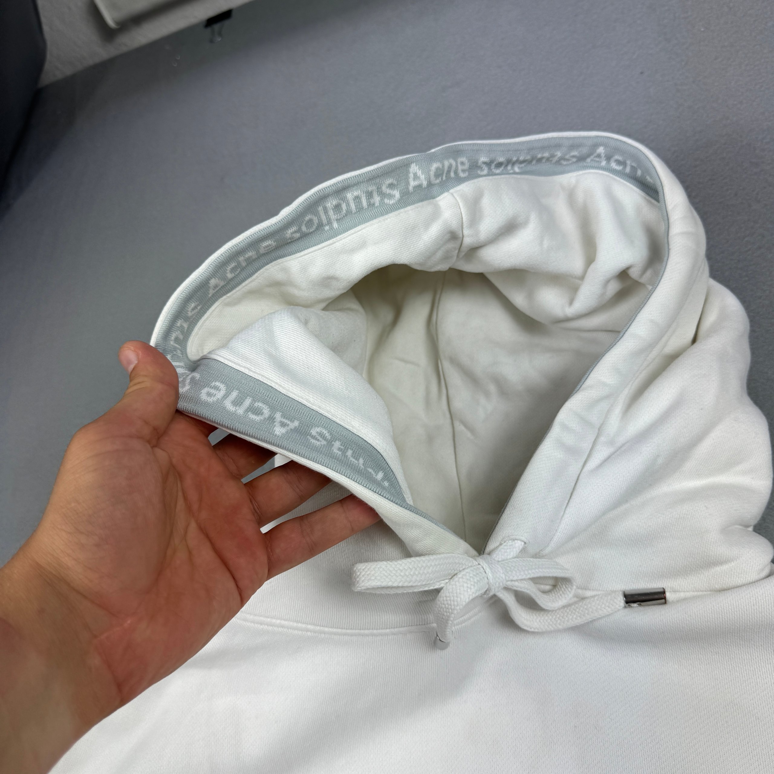 Acne Studios Yala Oversize White Heavy Cotton Hoodie Men`s Size S-M image 10