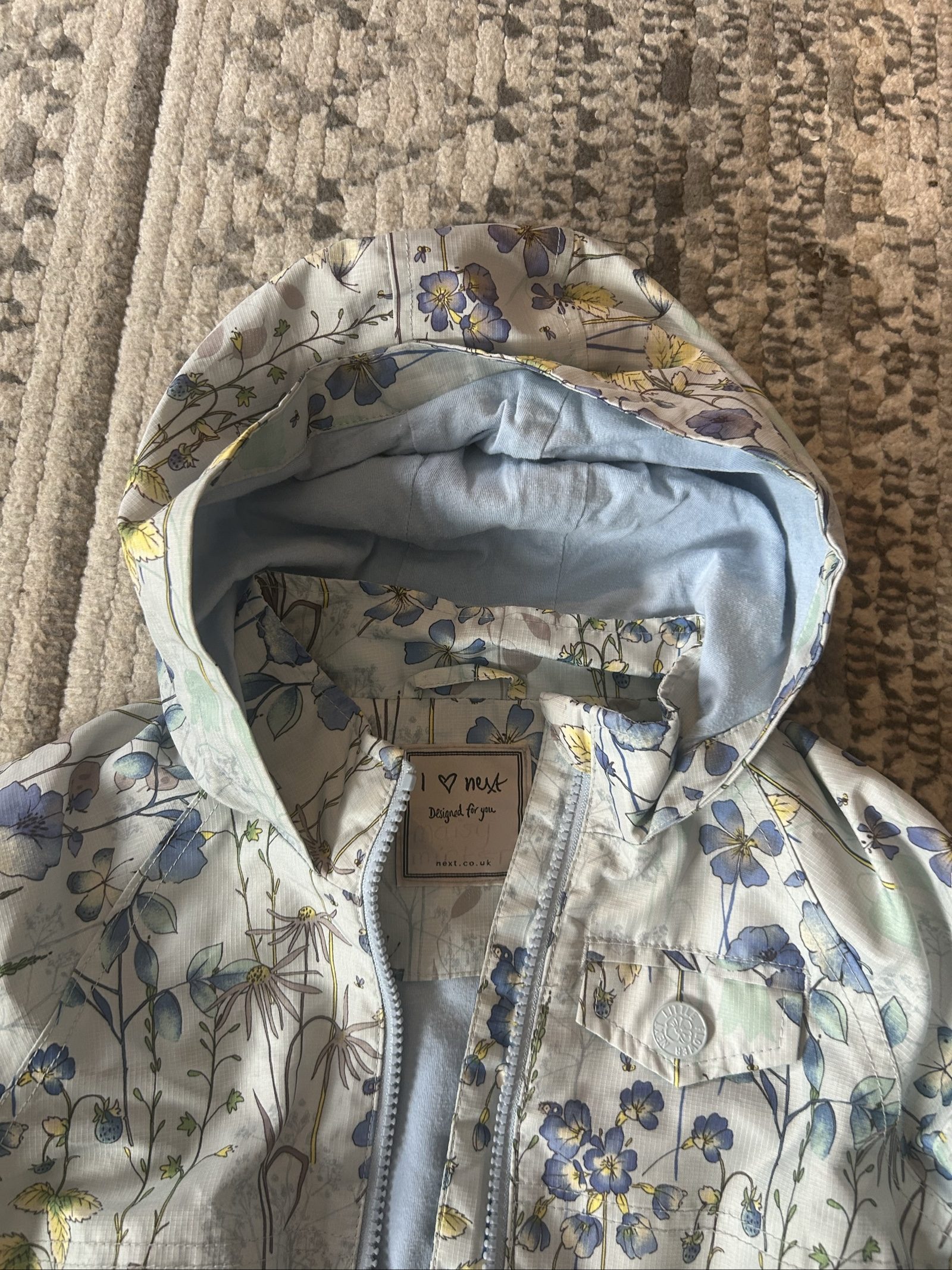 Next Kids' Blue Floral Hooded Jacket Age 3-4 Years image 2