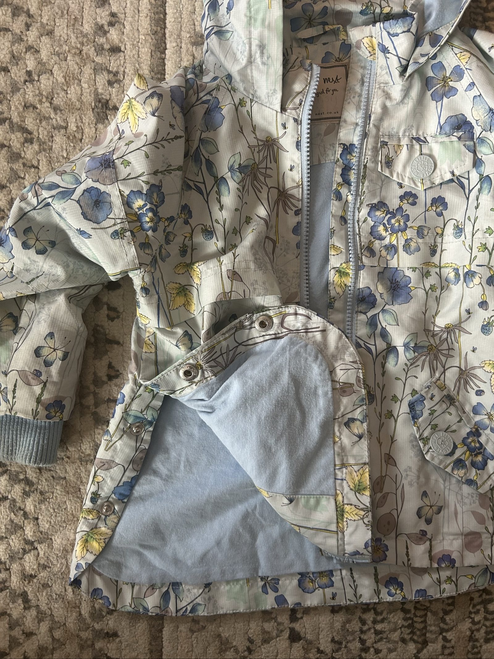 Next Kids' Blue Floral Hooded Jacket Age 3-4 Years image 4