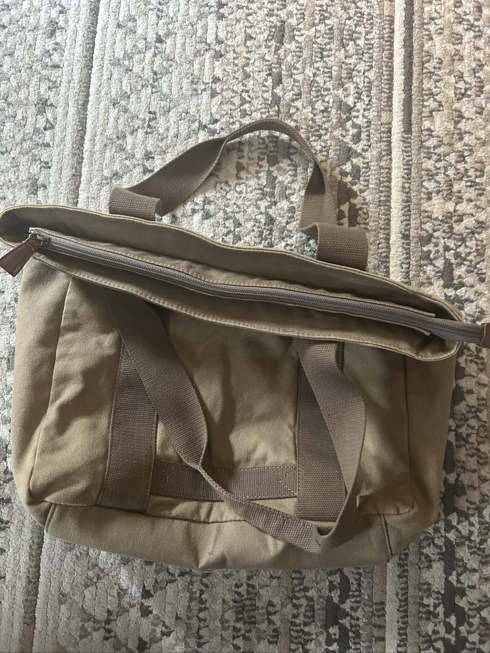 Levi's Brown Canvas Tote Bag Unisex with Striped Lining image 3