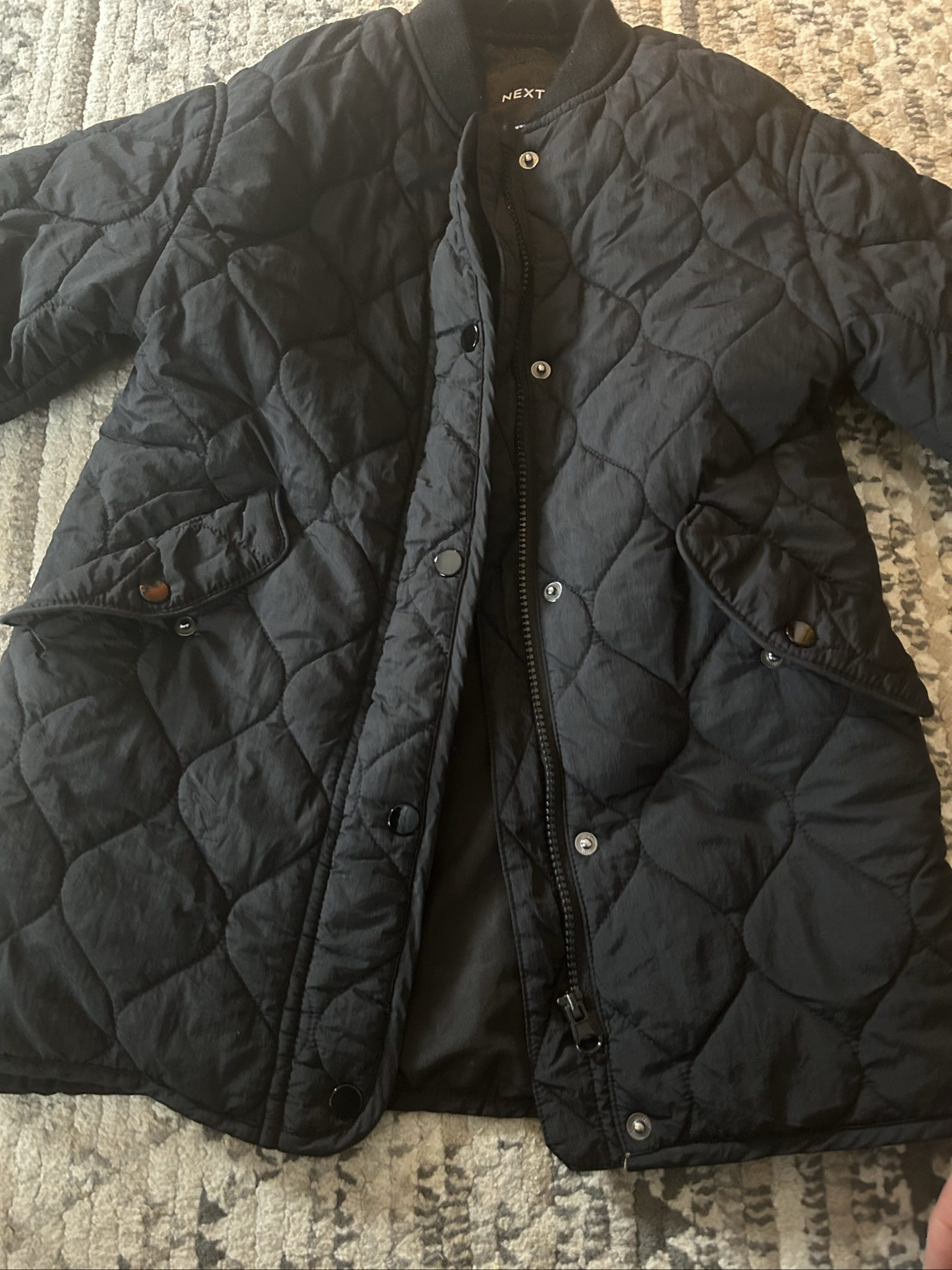 Next Black Quilted Coat Girls 5 Yrs image 4