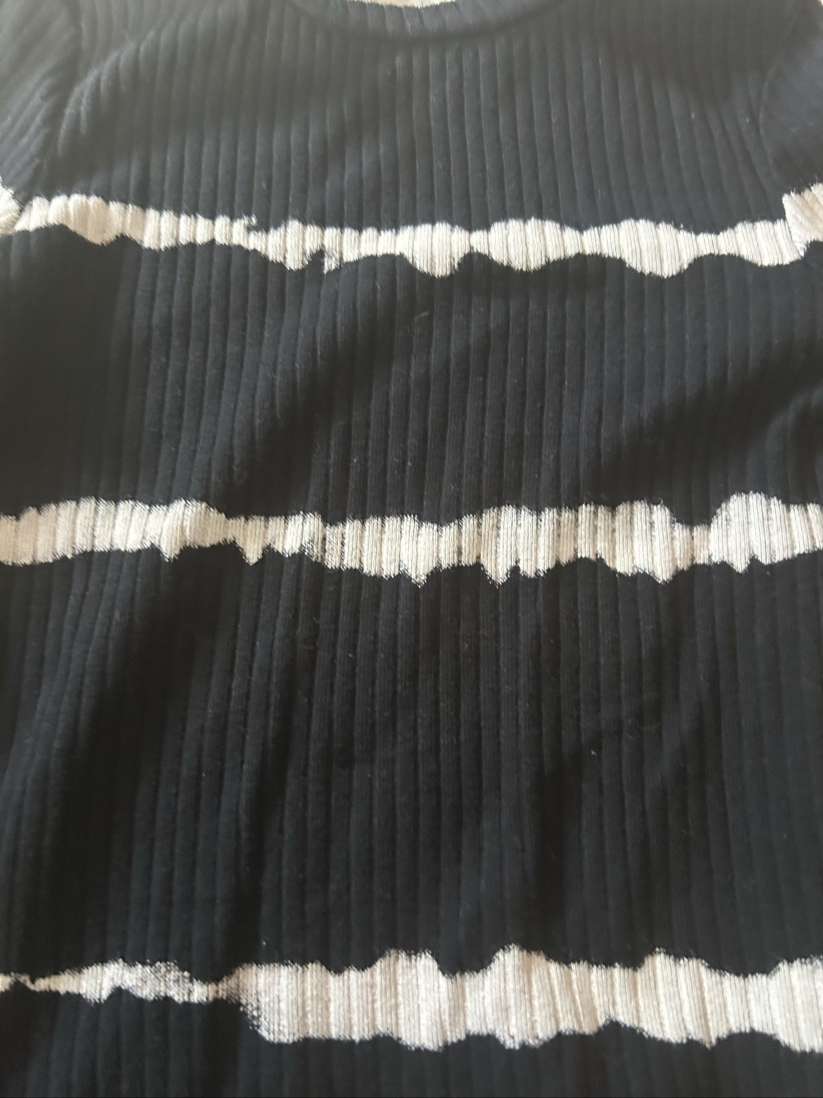 F&F Kids Black & White Striped Ribbed Long Sleeve Top 6-7 Years image 3
