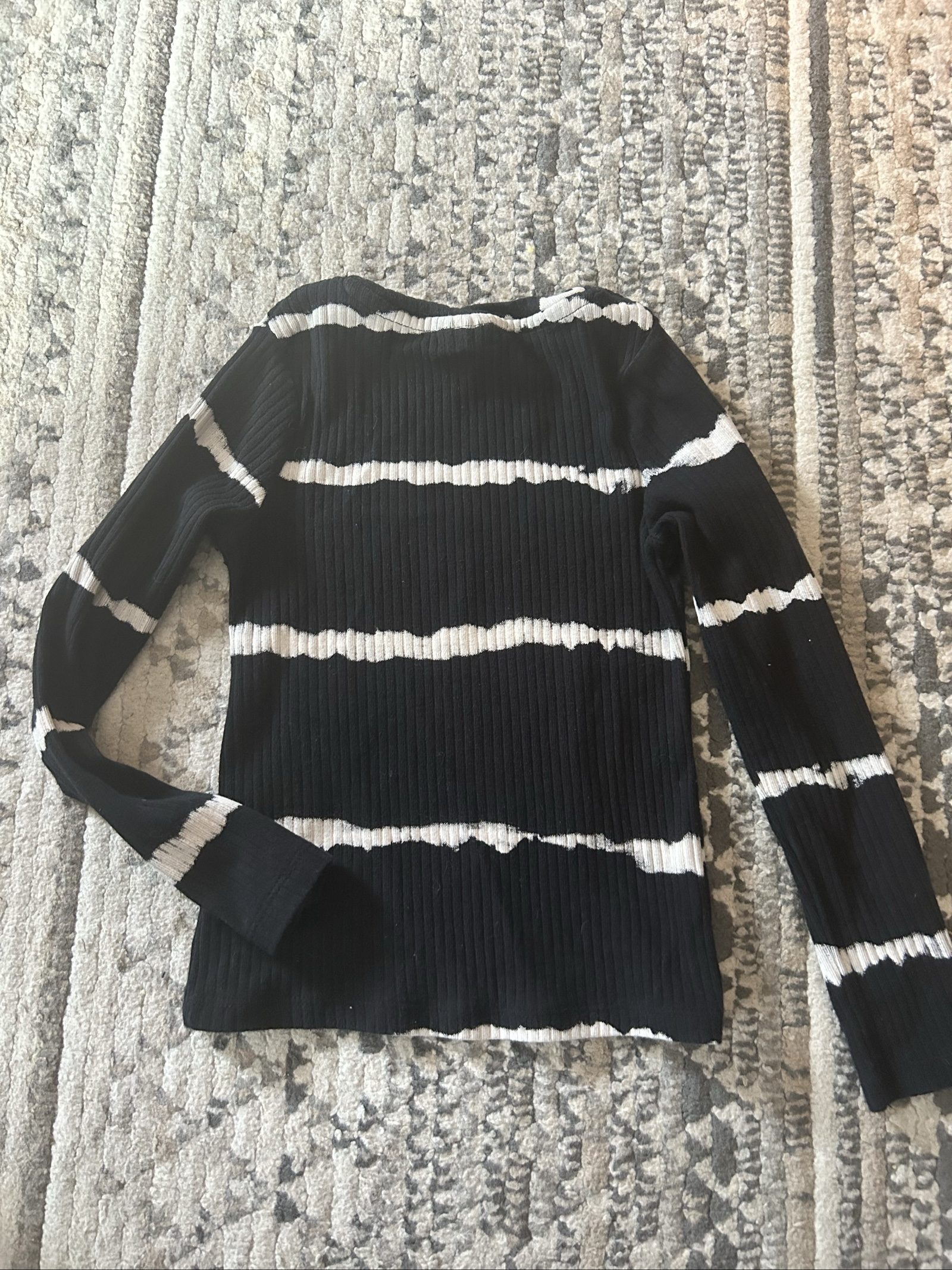 F&F Kids Black & White Striped Ribbed Long Sleeve Top 6-7 Years image 5