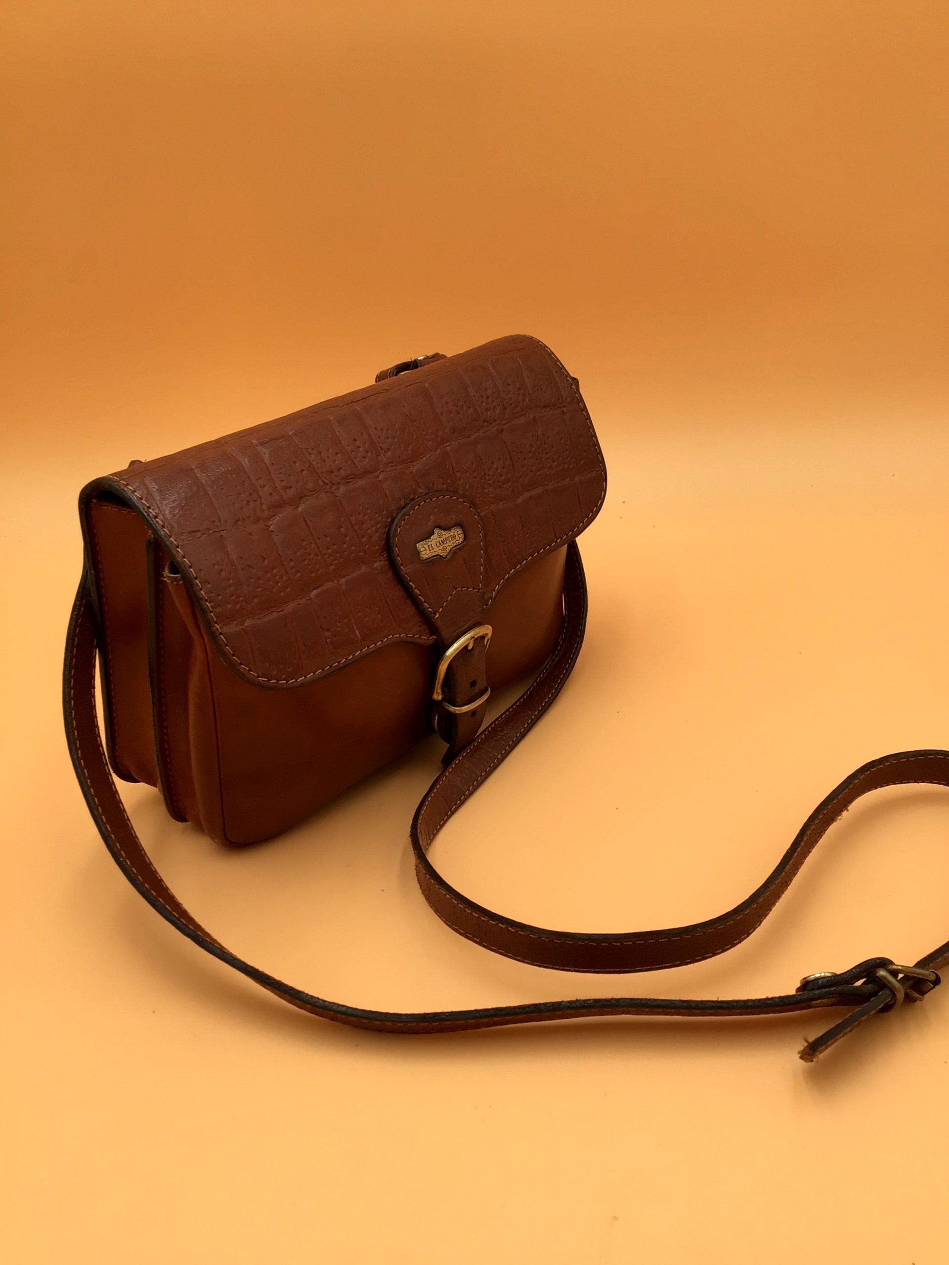 Borsa a tracolla Vintage 1980 El Camper in pelle marrone Made in Italy image 3
