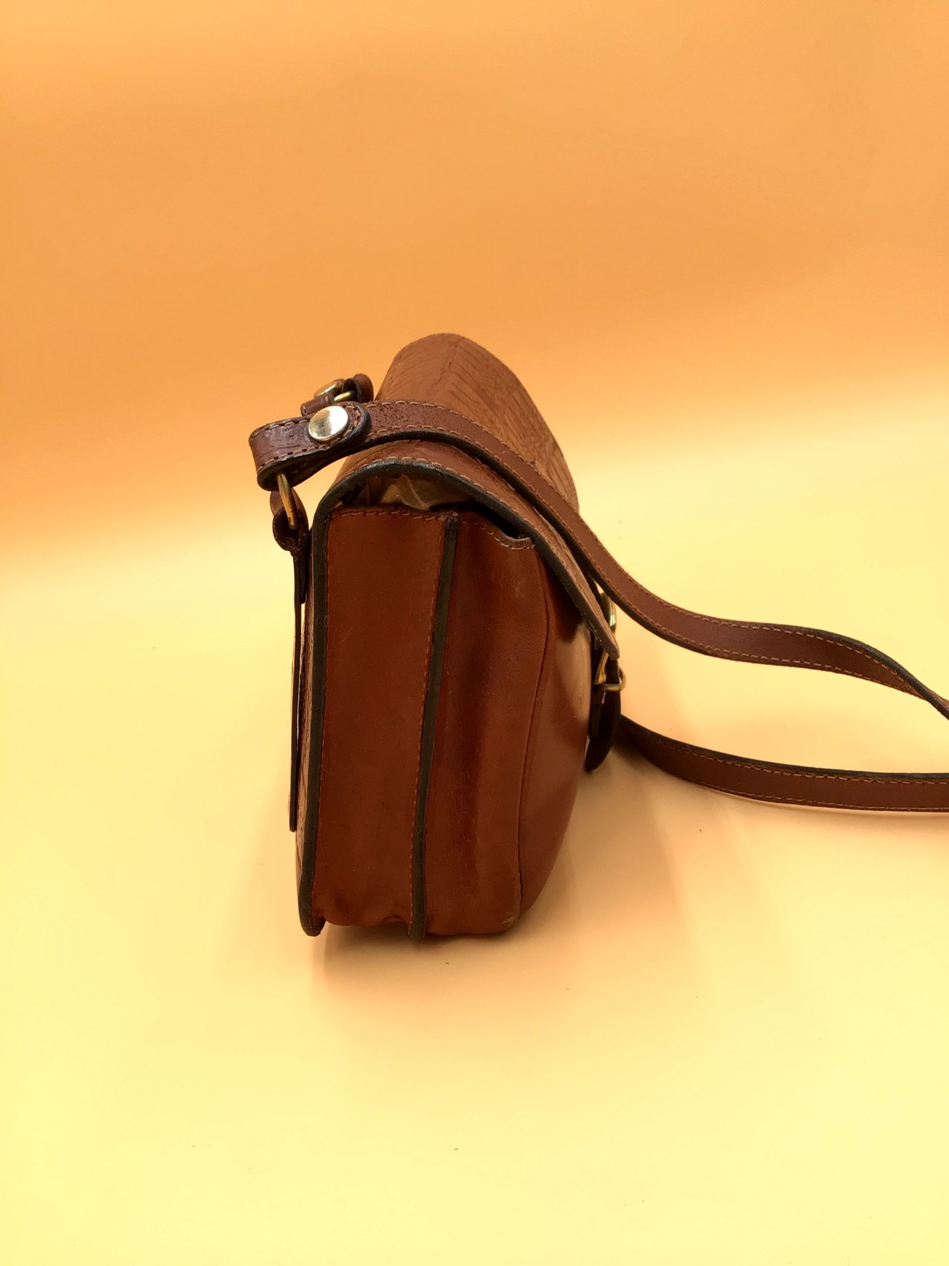 Borsa a tracolla Vintage 1980 El Camper in pelle marrone Made in Italy image 4