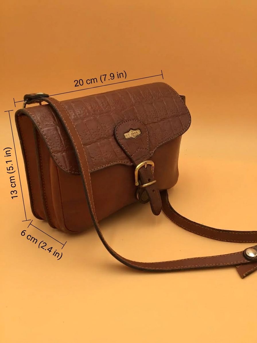 Borsa a tracolla Vintage 1980 El Camper in pelle marrone Made in Italy image 7
