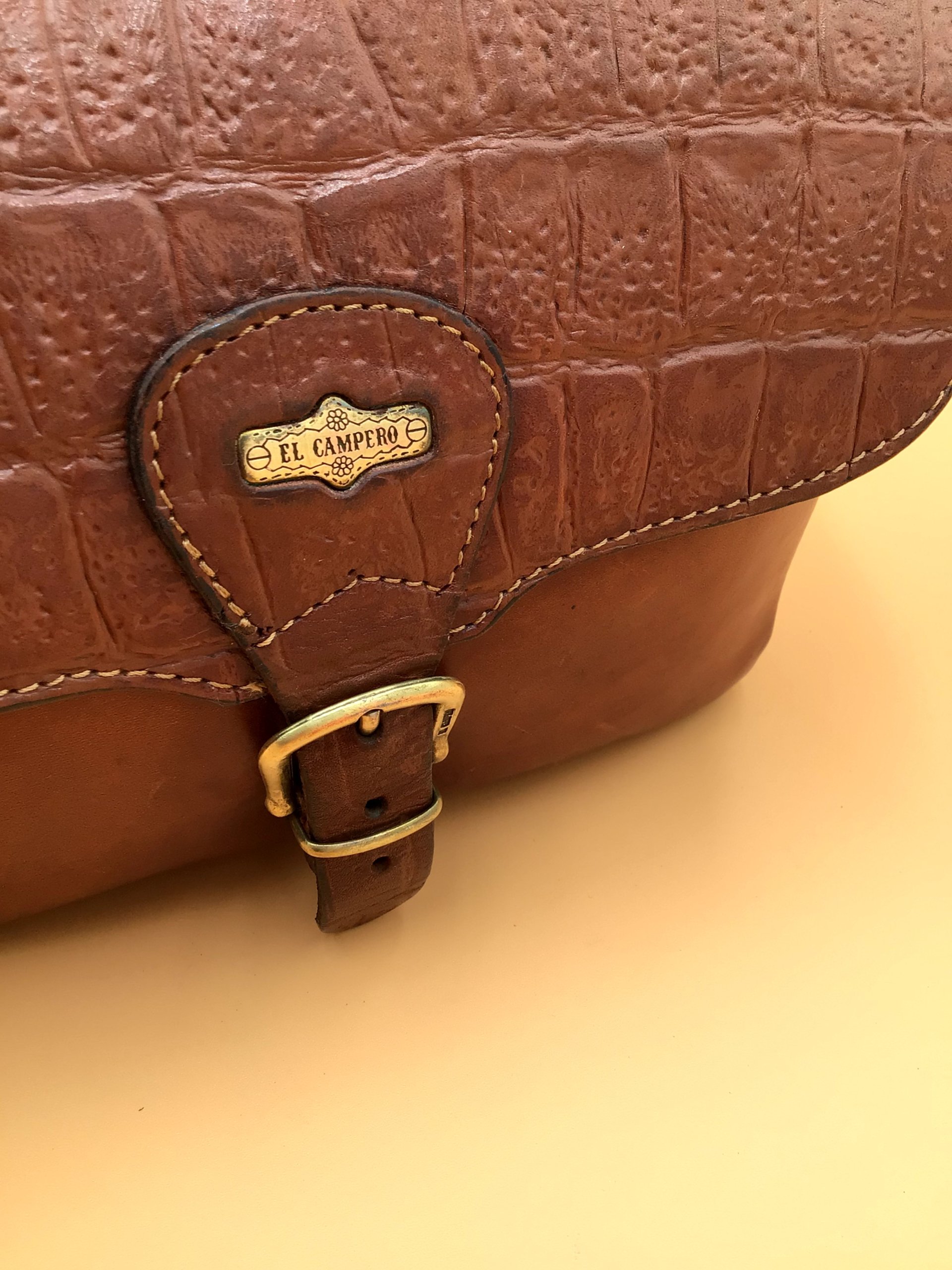 Borsa a tracolla Vintage 1980 El Camper in pelle marrone Made in Italy image 10