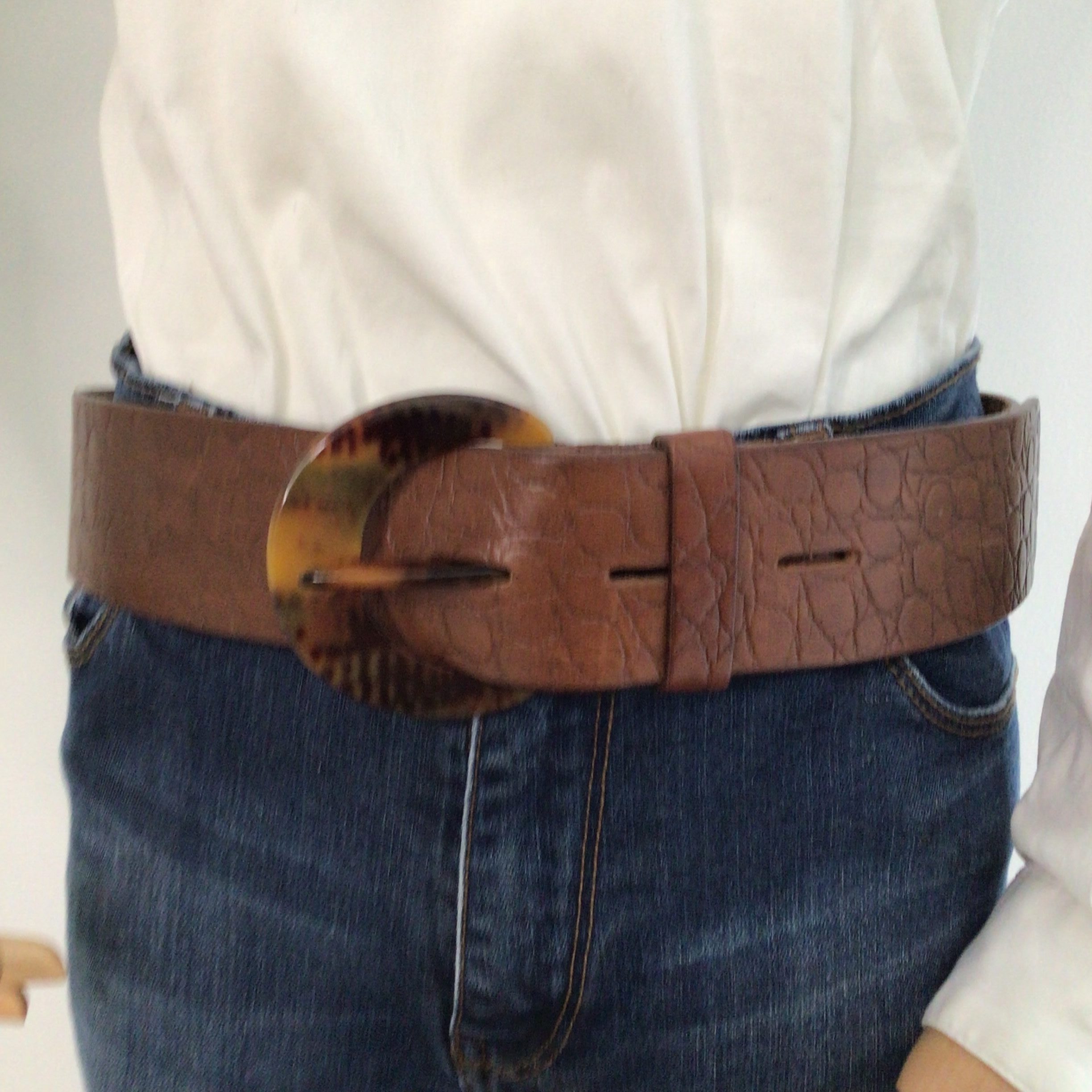 Cintura in Pelle marrone Sisley Vintage anni 90 made in Italy