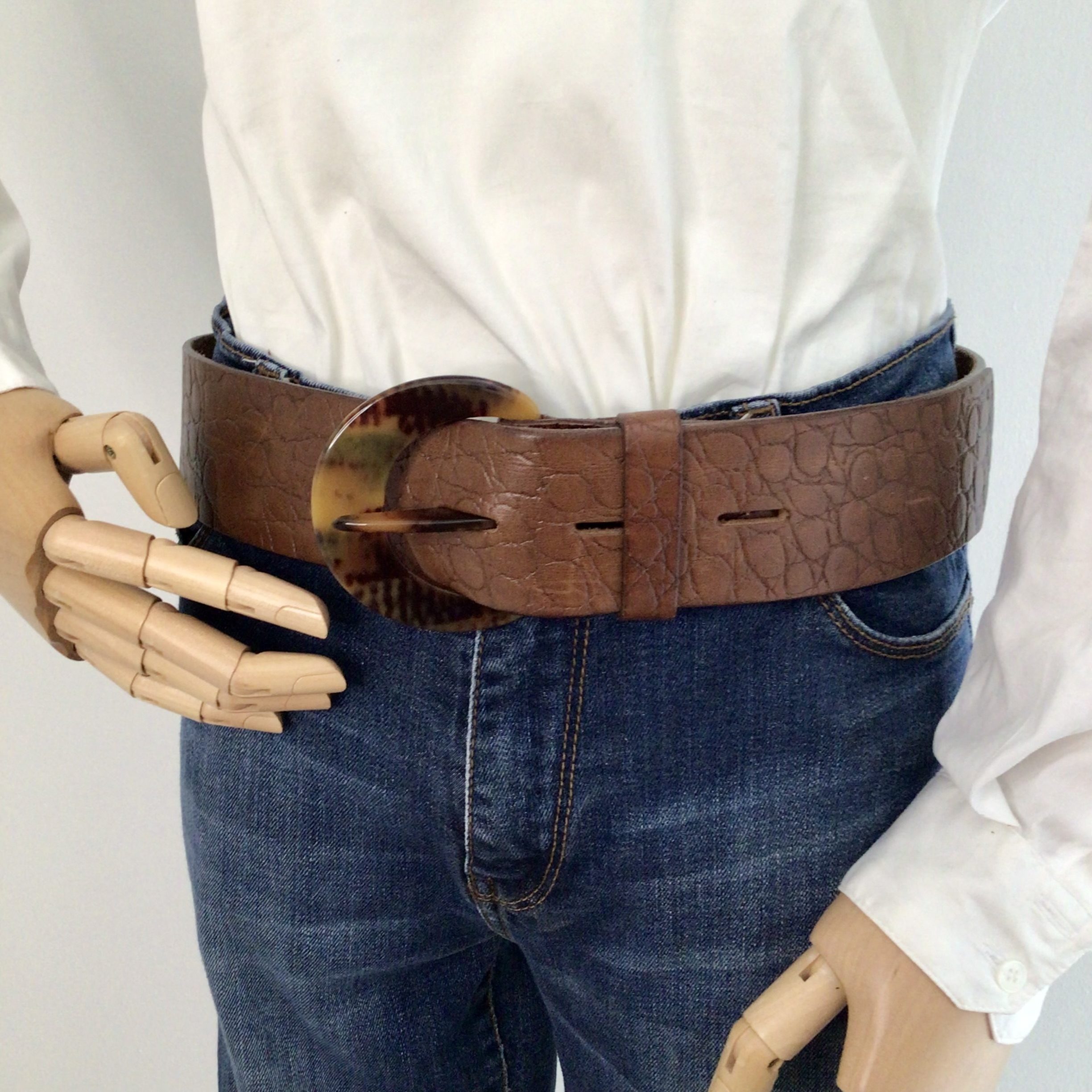 Cintura in Pelle marrone Sisley Vintage anni 90 made in Italy image 8