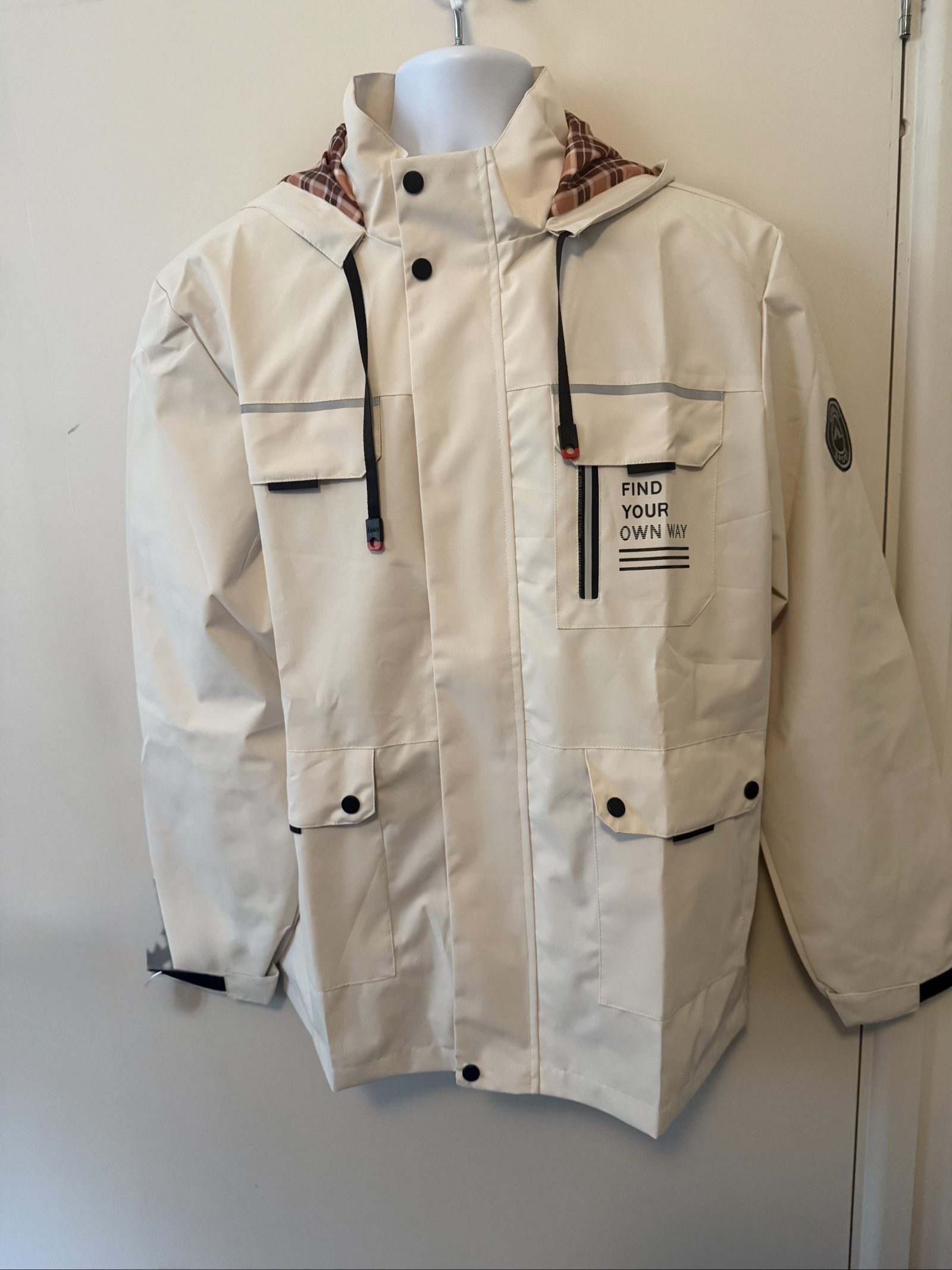 Outdoor Sport Beige Waterproof Outdoor Jacket XL with Hood