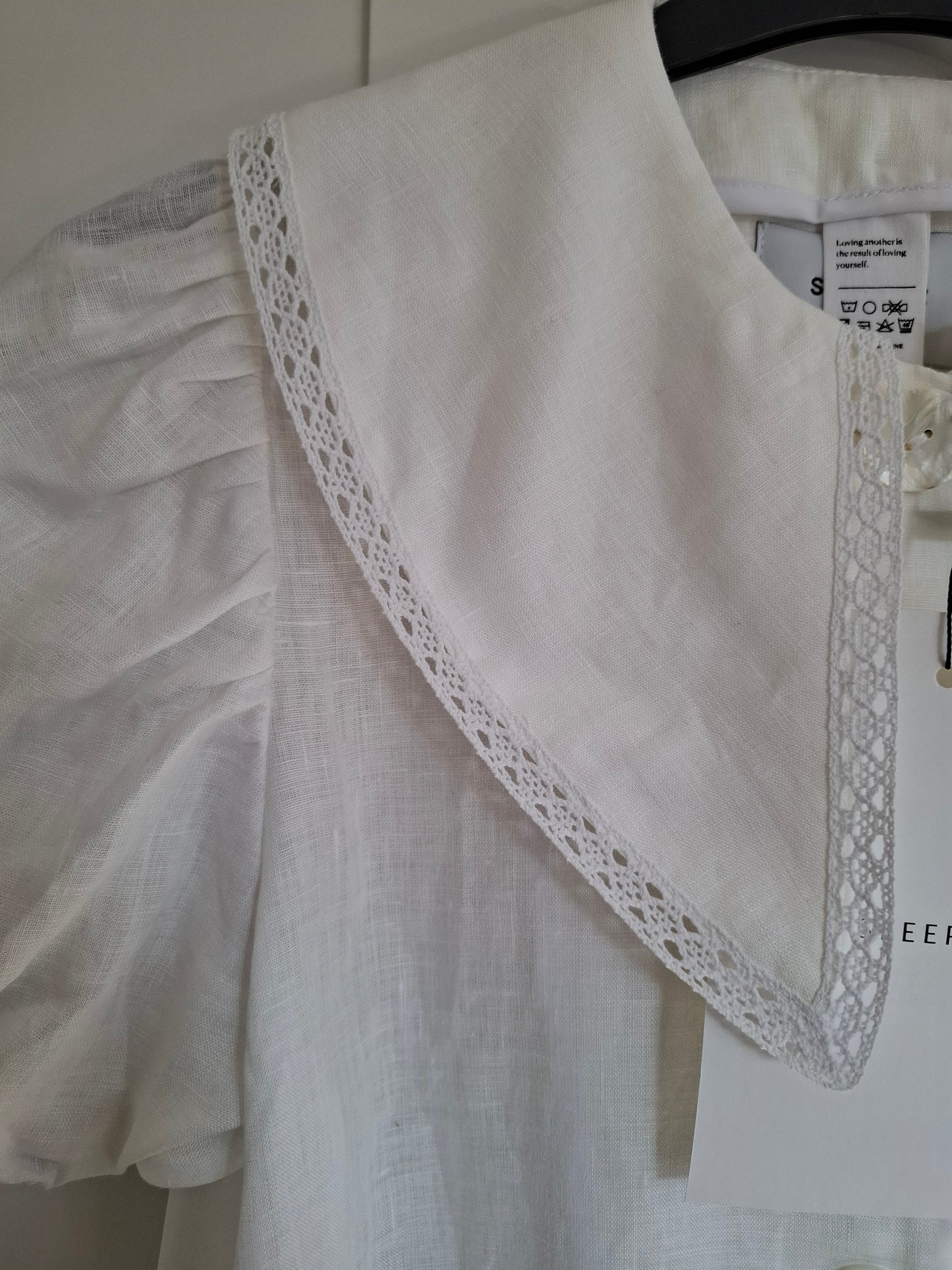 New Sleeper Linen Statement Collar Mini Dress Size M image 10