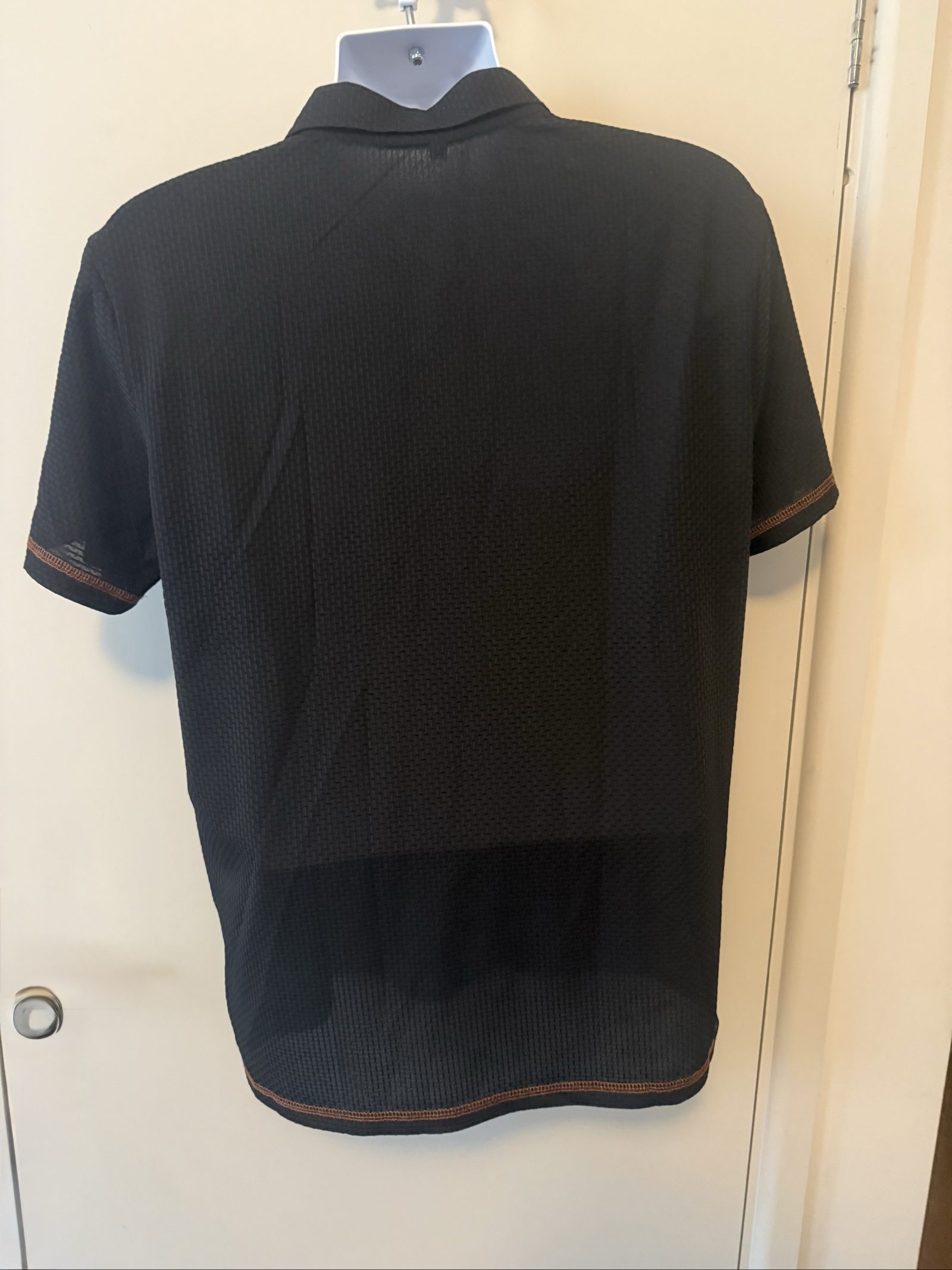 Milano Black & Orange Polo Shirt XL Waffle Knit Buttons image 4