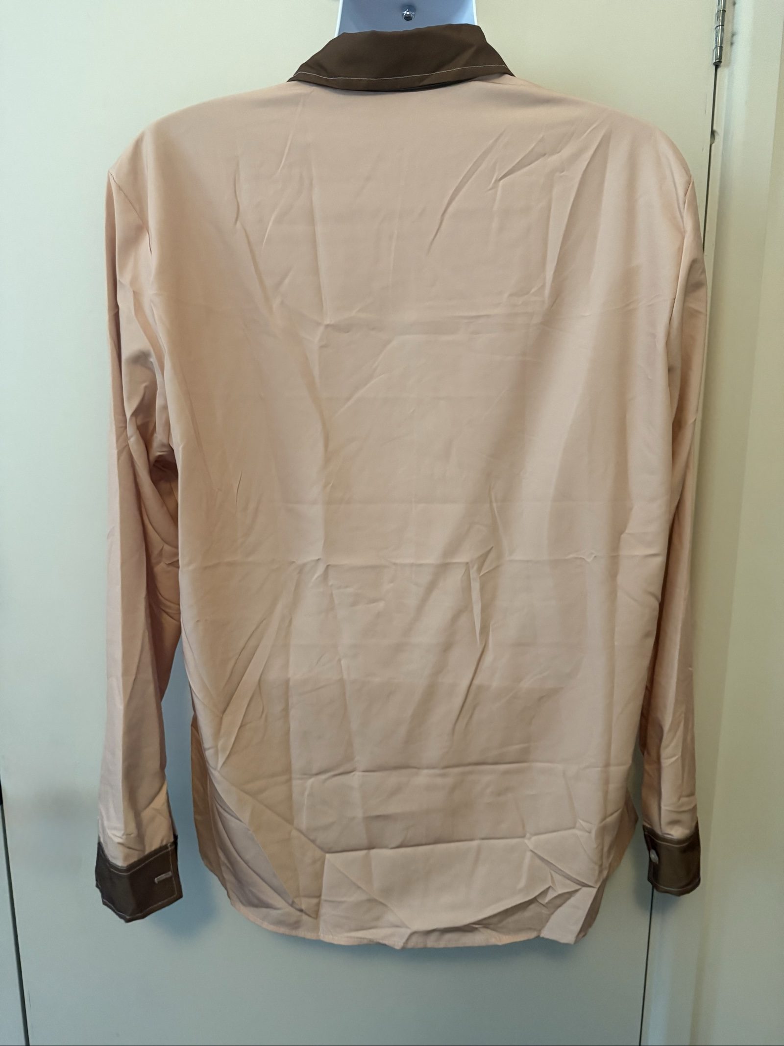 Western Style Brown & Beige Skull Embroidery Shirt XL 100% Polyester image 3