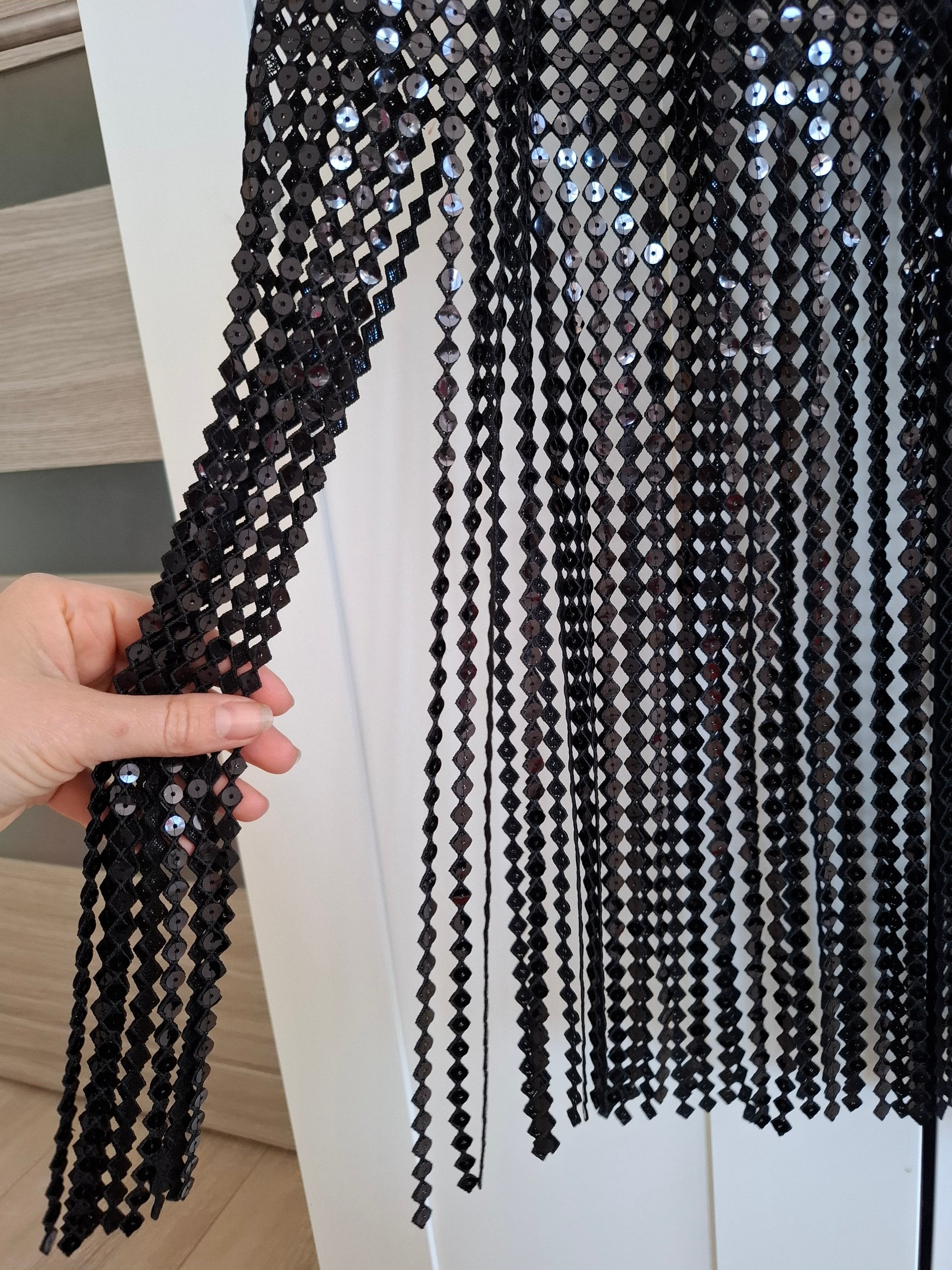 New Christopher Esber Sequin Mesh Fringe Midi Dress Size S image 8