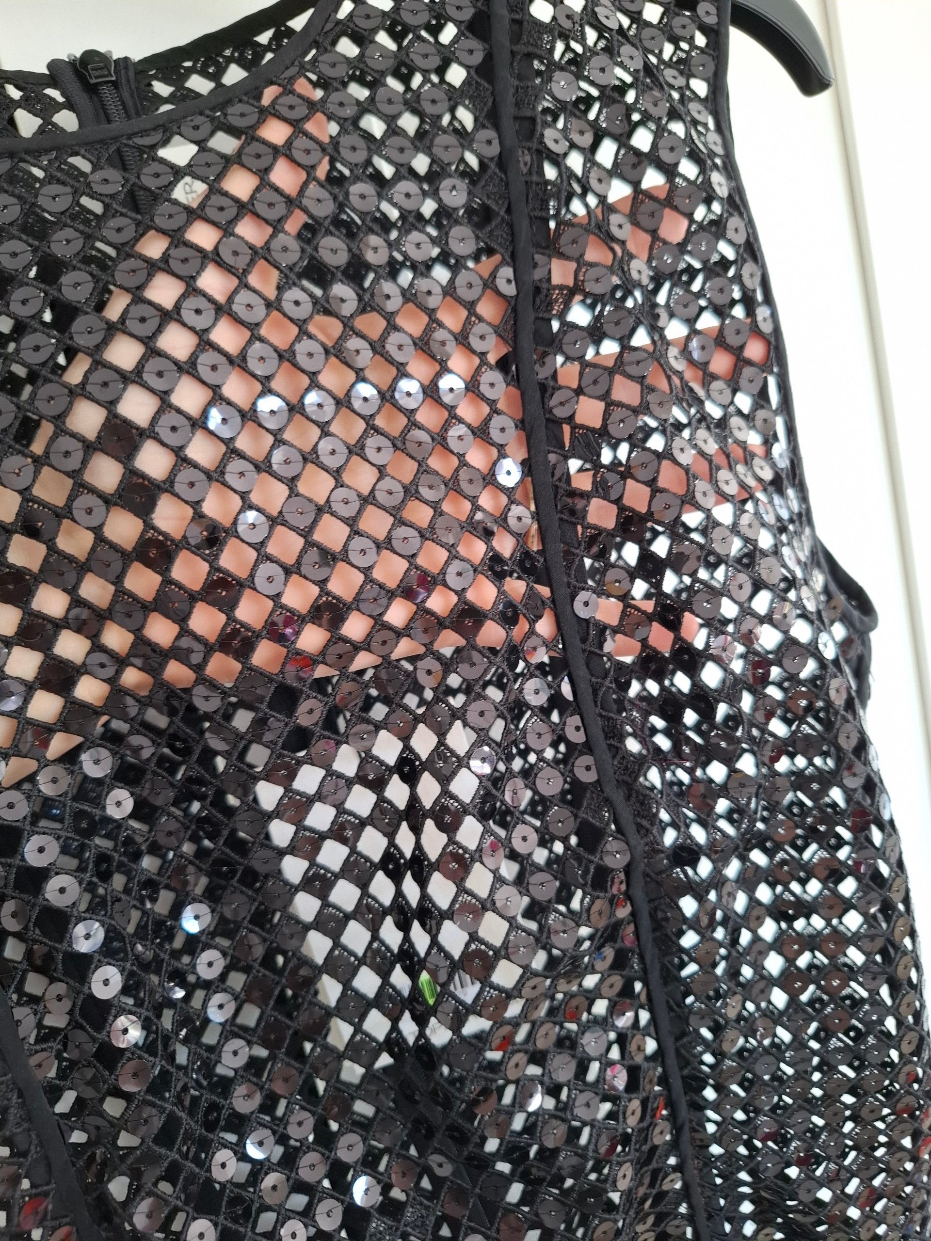 New Christopher Esber Sequin Mesh Fringe Midi Dress Size S image 9