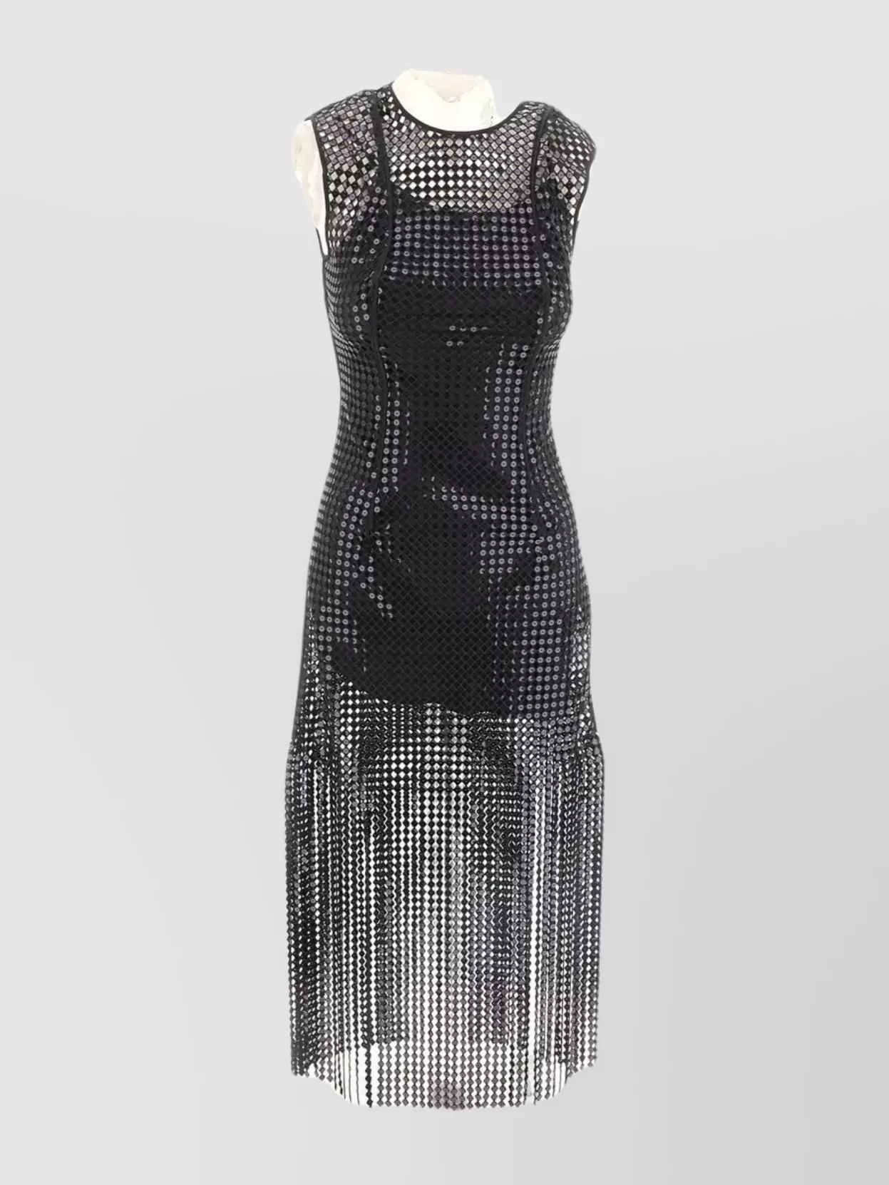 New Christopher Esber Sequin Mesh Fringe Midi Dress Size S