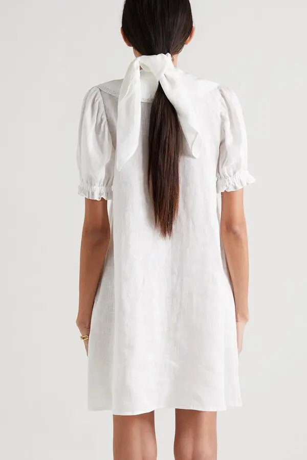 New Sleeper Linen Statement Collar Mini Dress Size M image 3