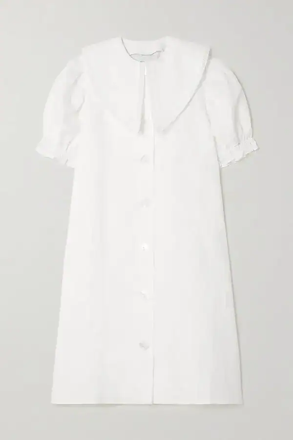 New Sleeper Linen Statement Collar Mini Dress Size M