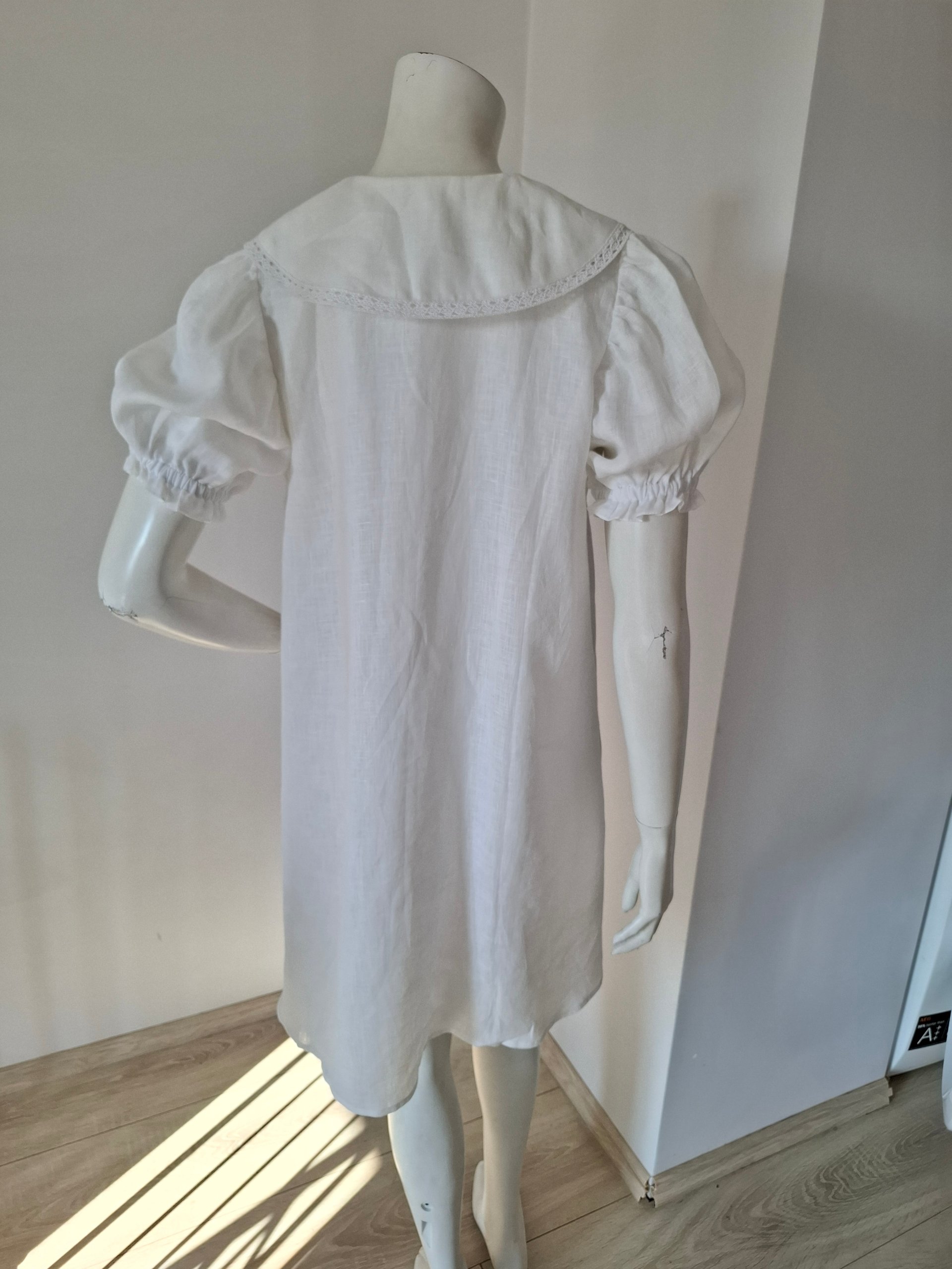 New Sleeper Linen Statement Collar Mini Dress Size M image 7