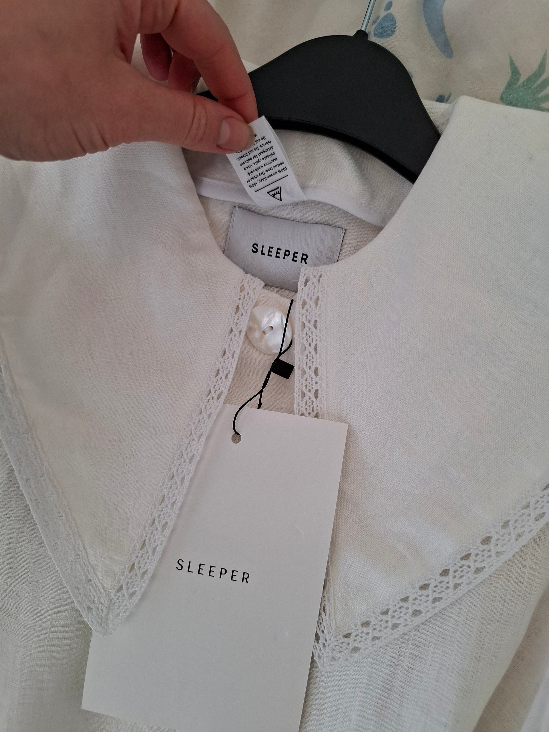 New Sleeper Linen Statement Collar Mini Dress Size M image 10