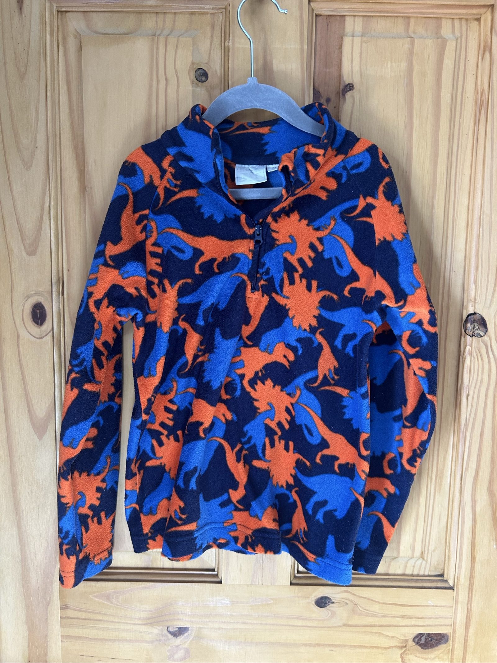 Mountain Warehouse Kids Orange & Blue Dinosaur Fleece Jumper Age 7-8