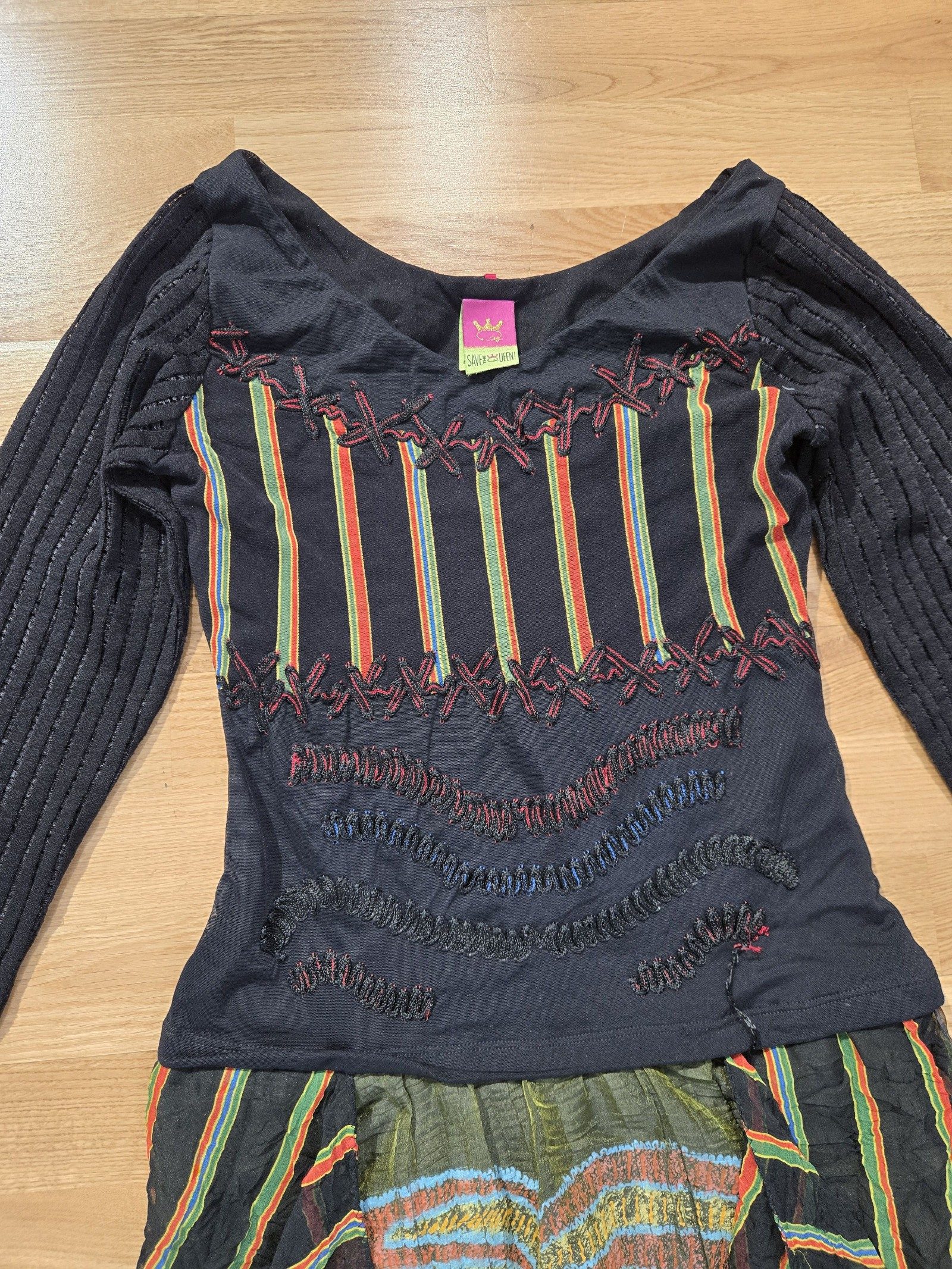 Save the Queen Womens Black Patchwork Long Dress Size L image 4
