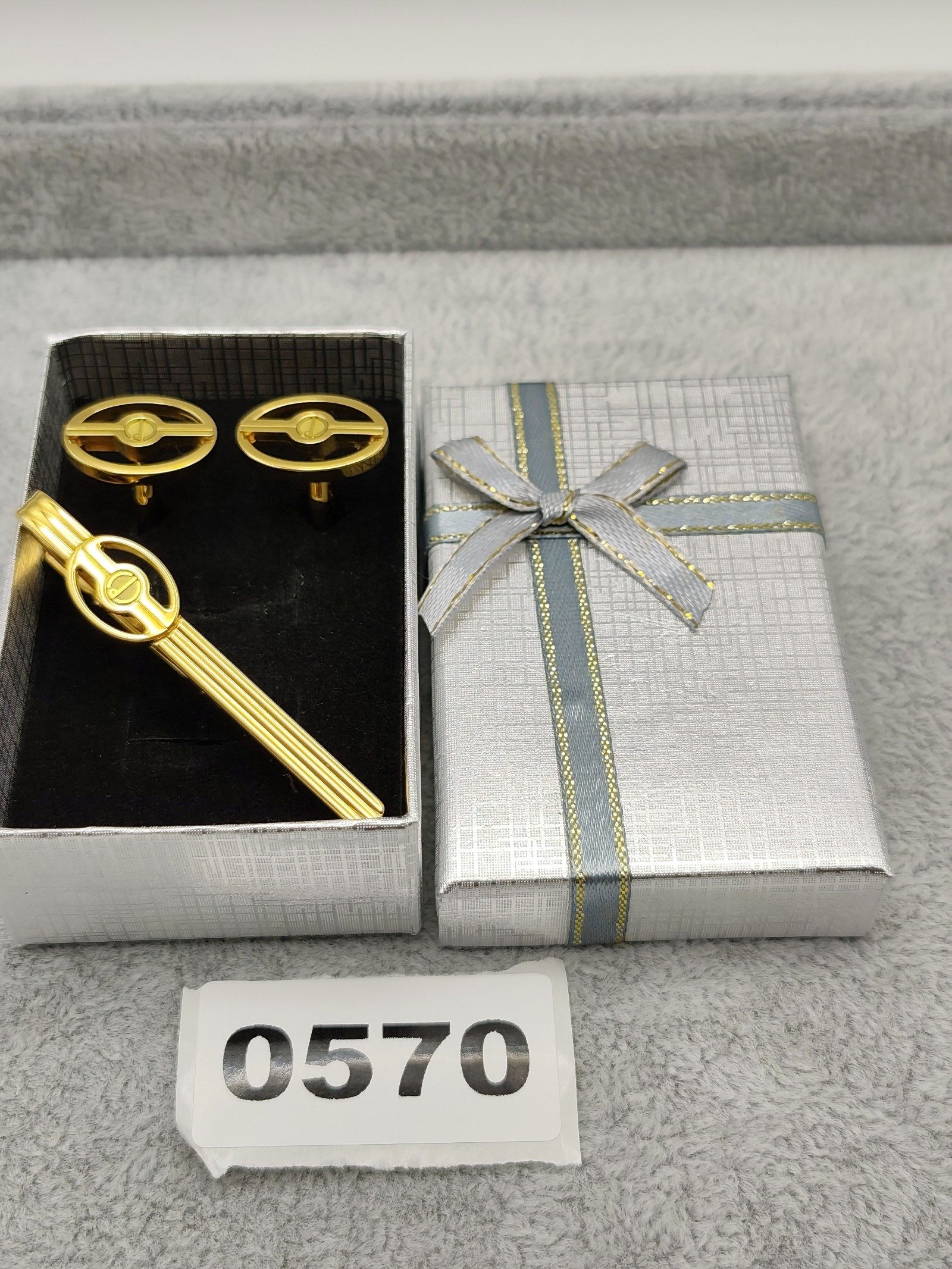 Dunhill Gold Plated Tie Clip & Oval Cufflinks Set