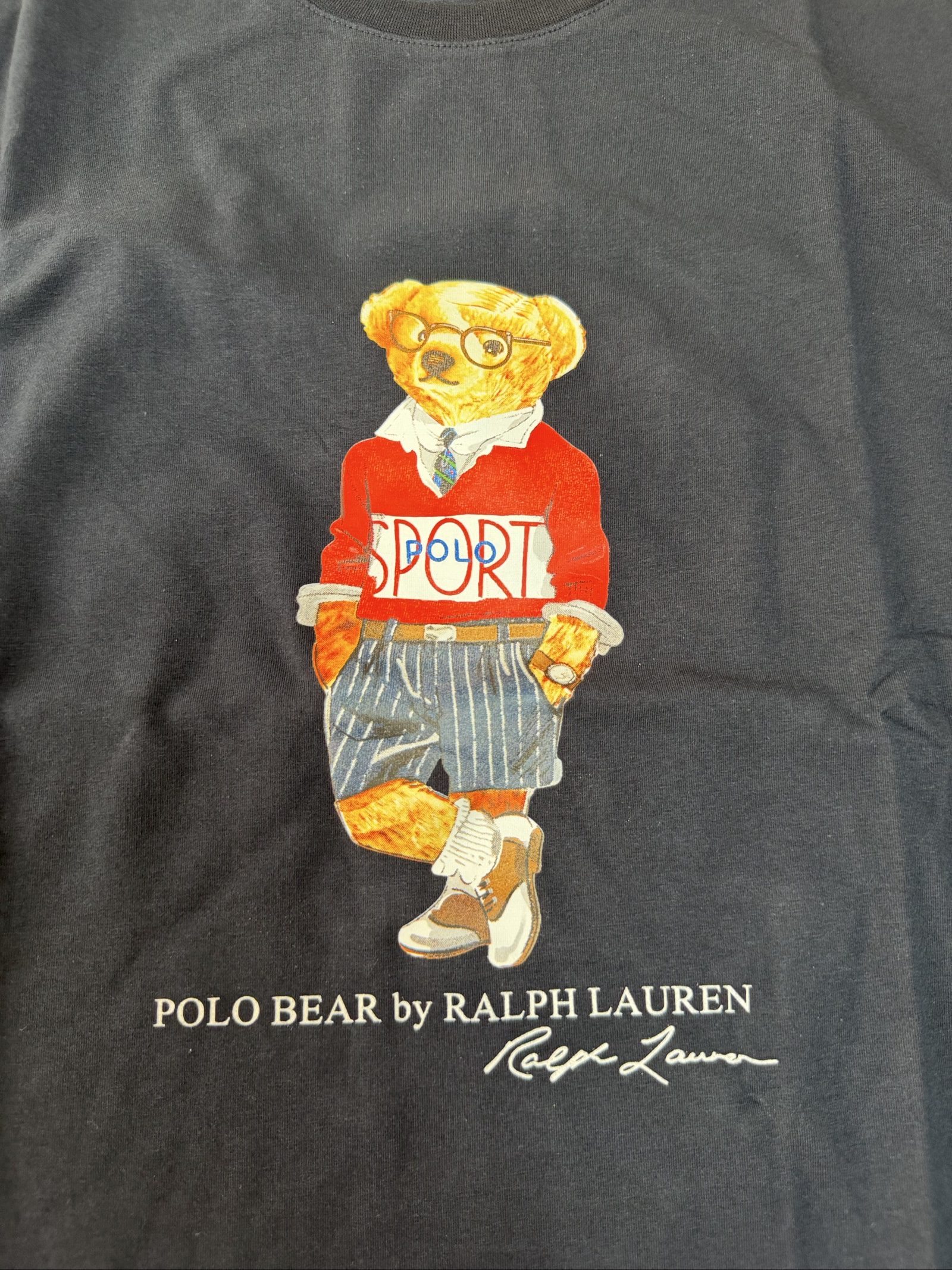 Polo Ralph Lauren Navy Bear Print T-Shirt XXL Custom Slim Fit (01727) image 5