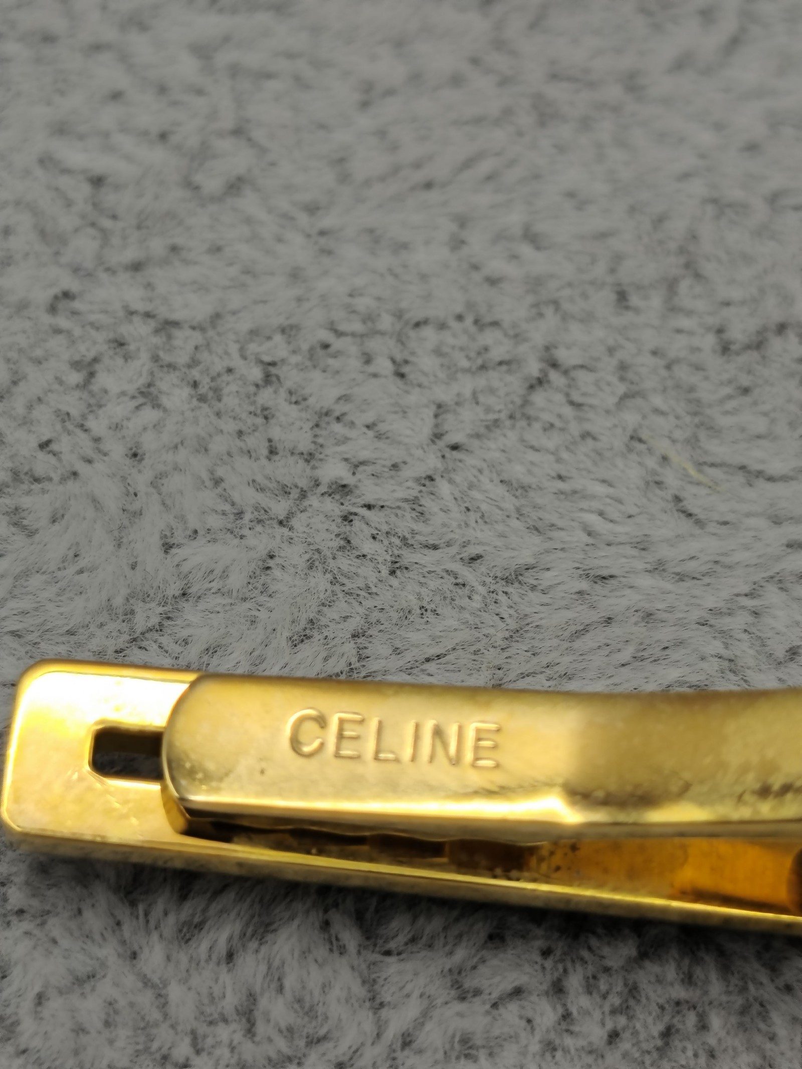 Celine Black & Gold Tie Clip with Signature Logo image 3