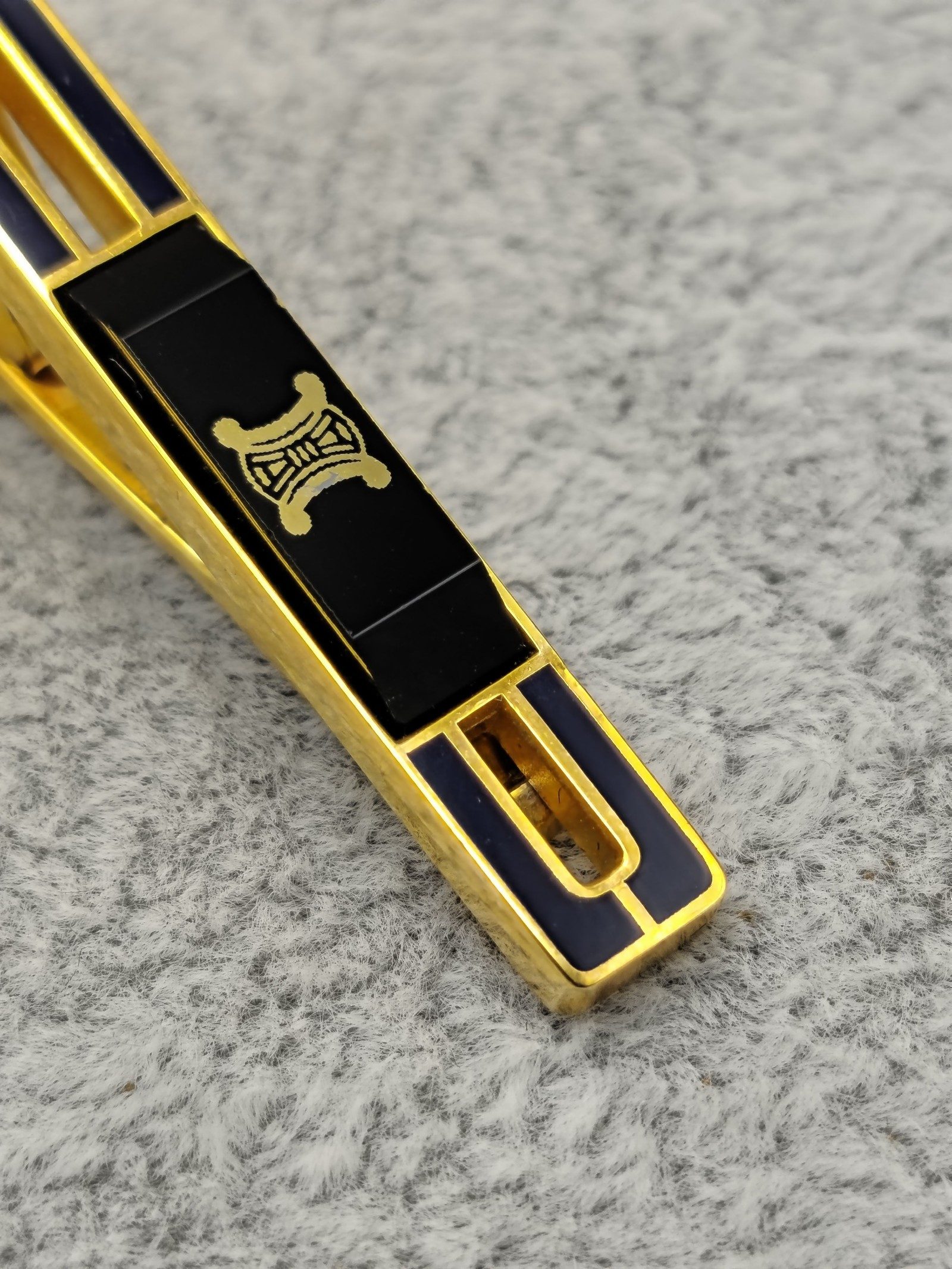 Celine Black & Gold Tie Clip with Signature Logo image 5