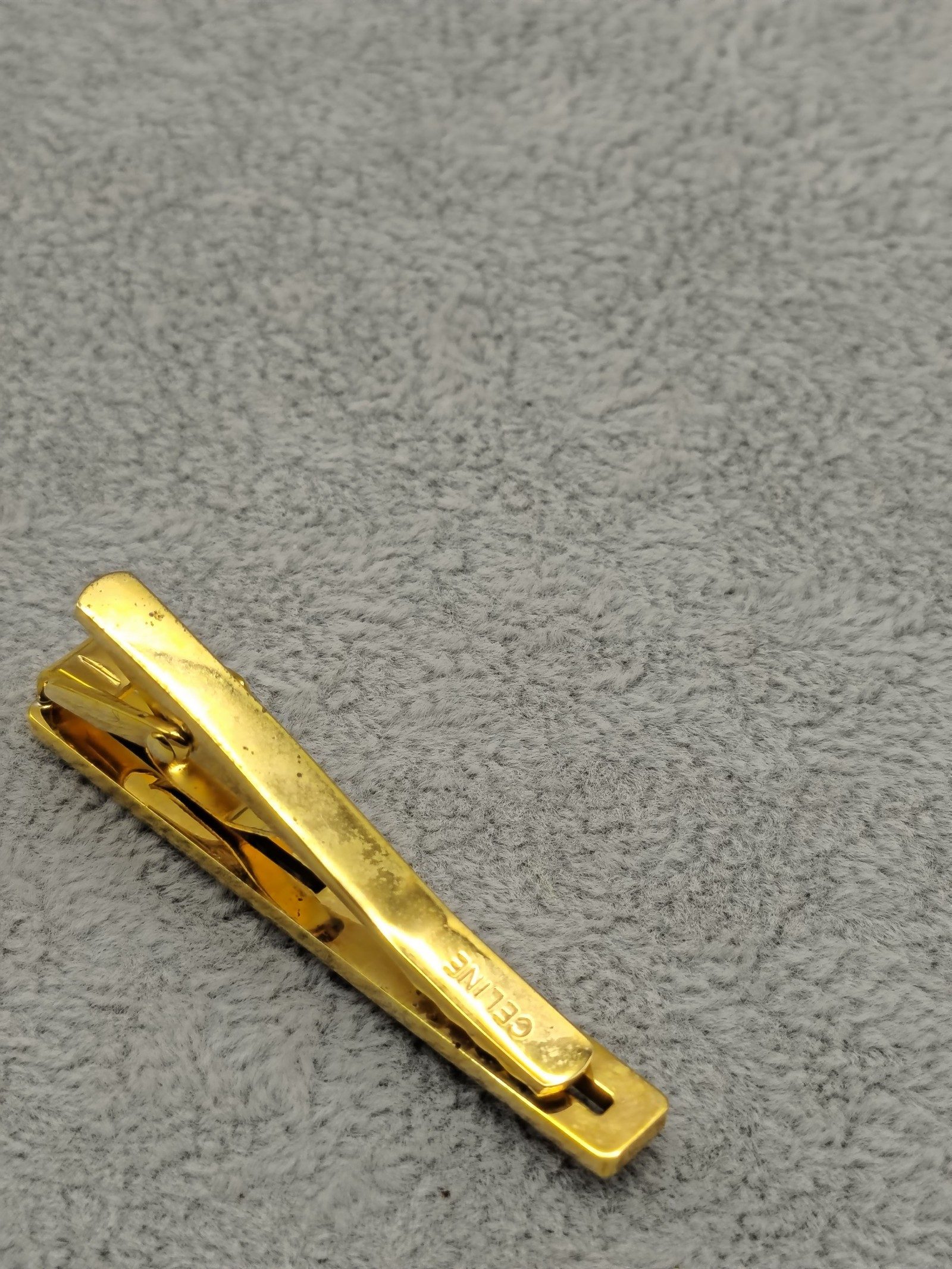 Celine Black & Gold Tie Clip with Signature Logo image 9