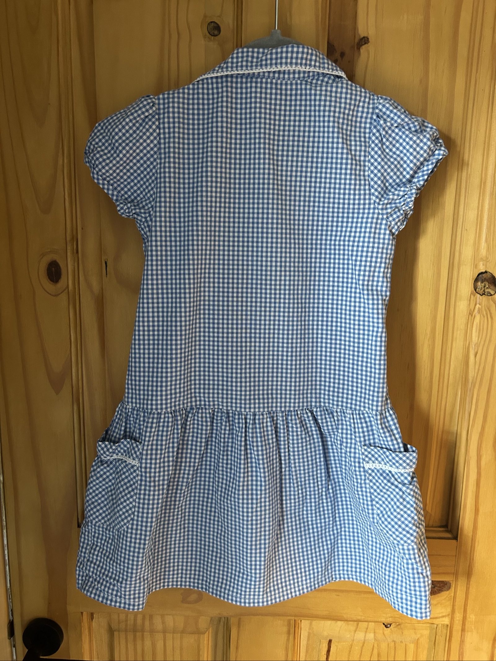 F&F Girls Blue & White Gingham Dress 5-6Y Cotton image 3
