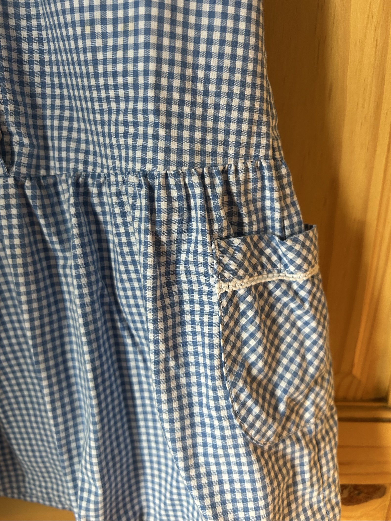 F&F Girls Blue & White Gingham Dress 5-6Y Cotton image 7